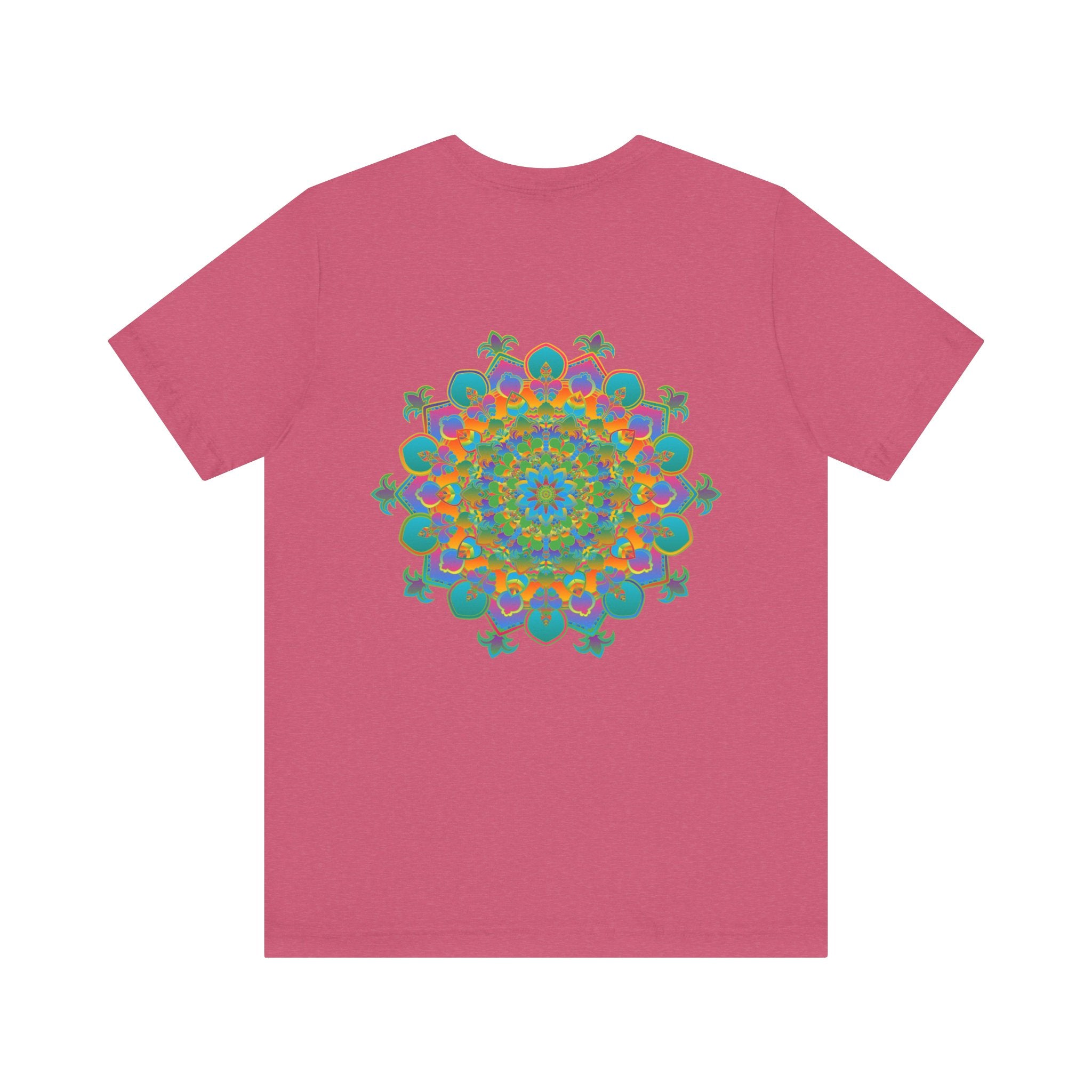 Colorful and intricate mandala design tee promoting spiritual peace and harmony