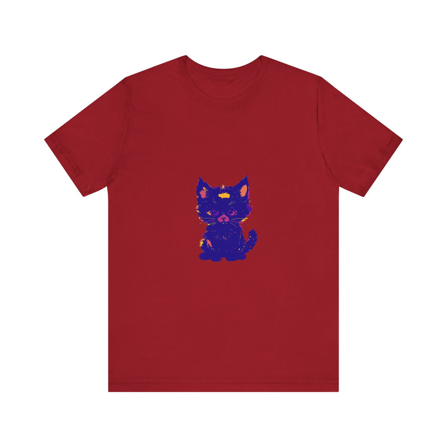 Close-up of the Blue Cat T-Shirt with Black Cat design