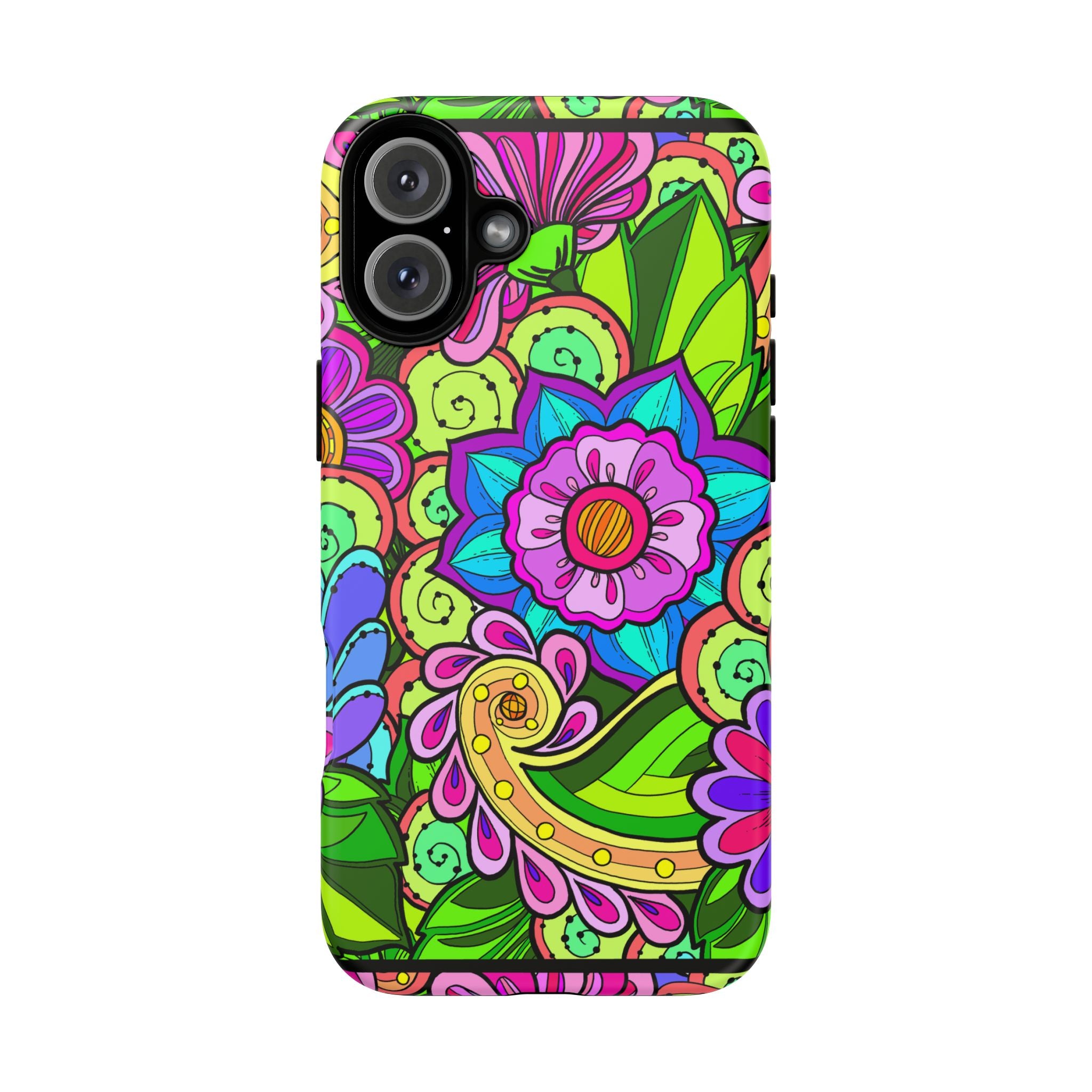 Floral Fantasy iPhone and Google Pixel Case in Bright Green Palette