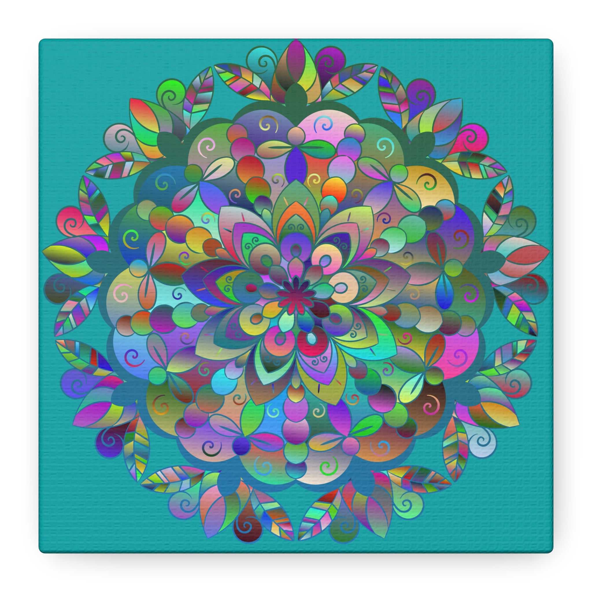 Stampa d'Arte su Tela Opaca Mandala Floreale Colorata — Tesa 3 cm