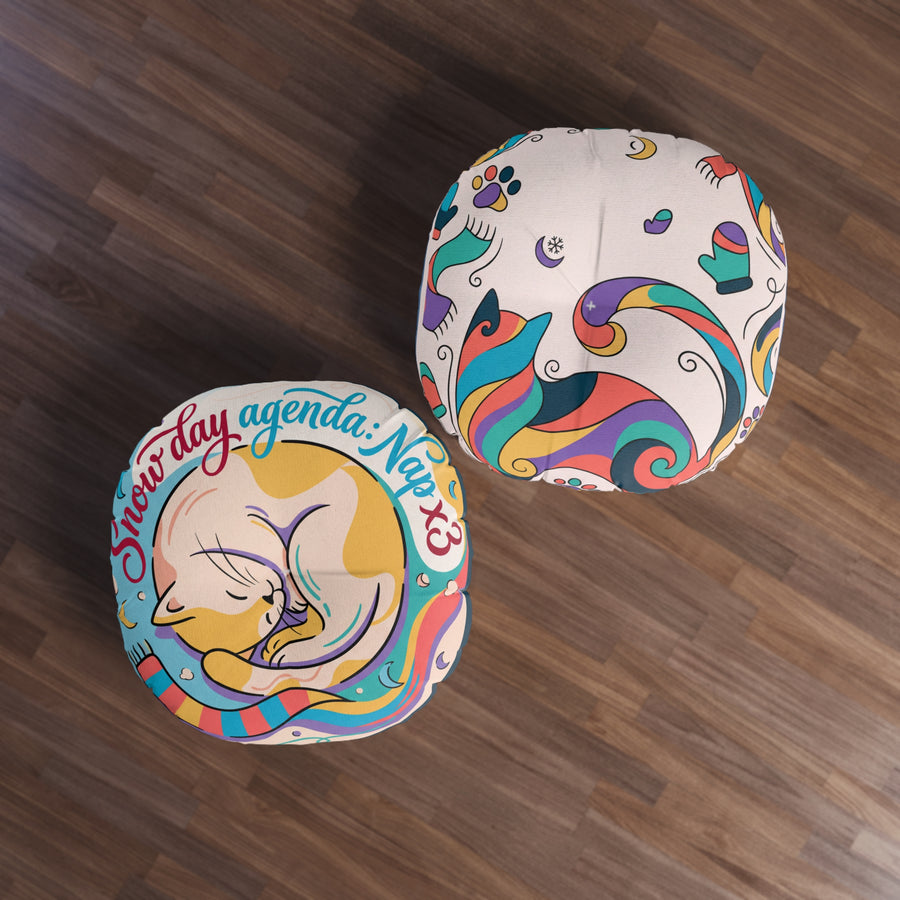 Cozy Snow Cat Floor Pillow