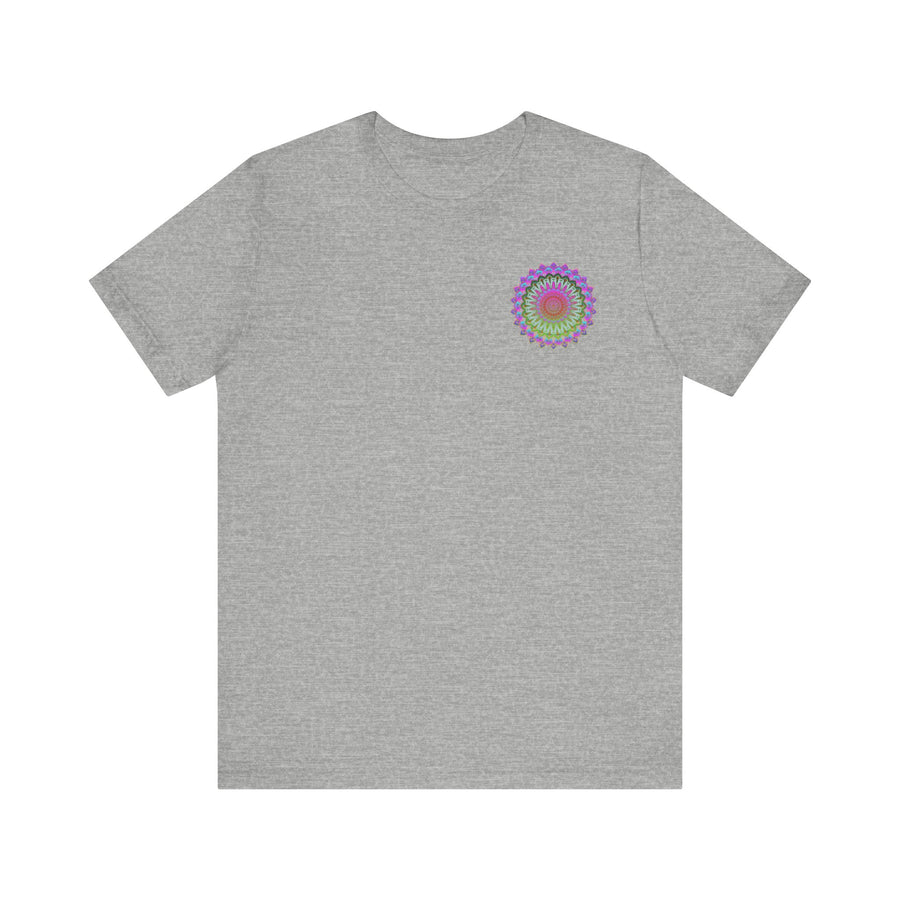 Close-up of the intricate mandala design on the Vibrant Mandala Tee, symbolizing inner tranquility and balance