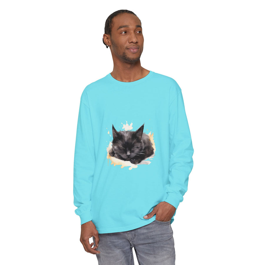 Full Sleeve Tee | Sleepy Cat Watercolor