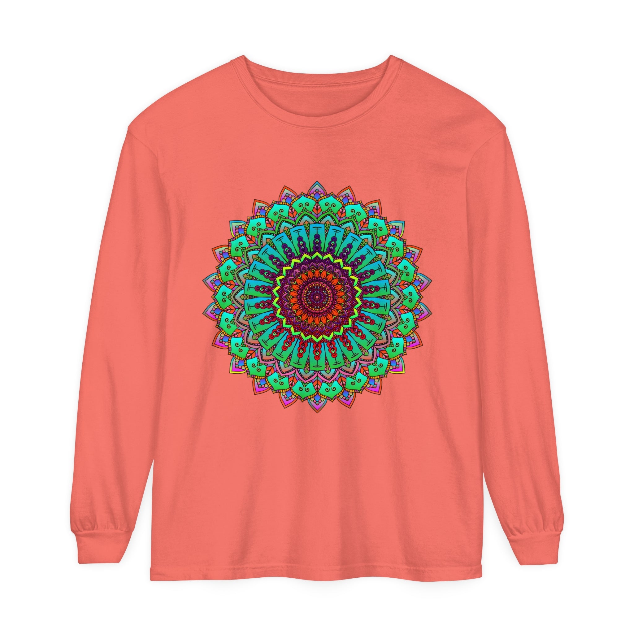 Vibrant Mandala Long Sleeve T-Shirt - Spiritual Art 15