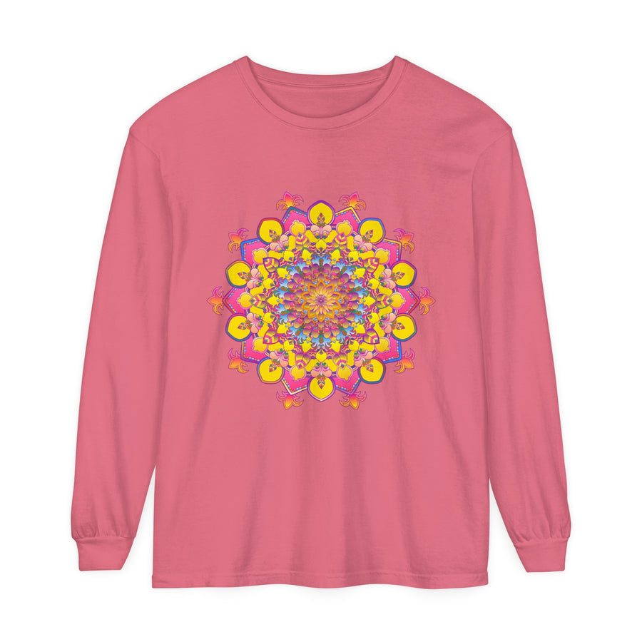 Colorful mandala design long sleeve unisex t-shirt perfect for any occasion