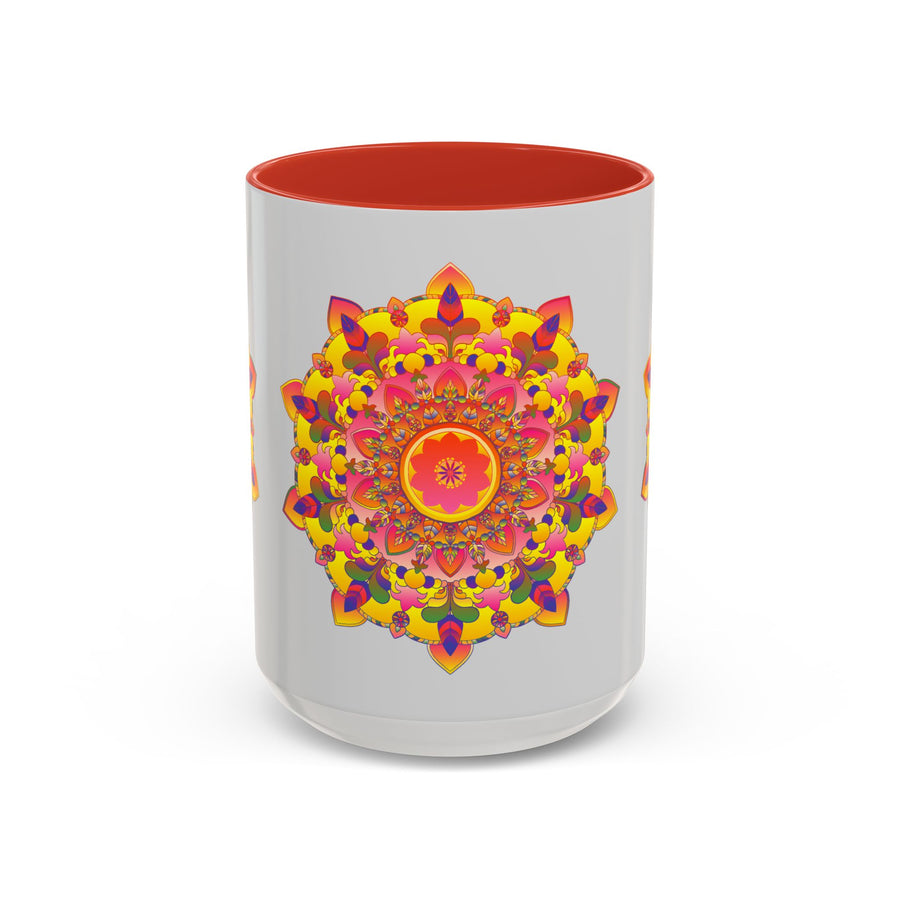 A vibrant and detailed mandala art design adorns the surface of the colorful and intricate Mandala Art Mug