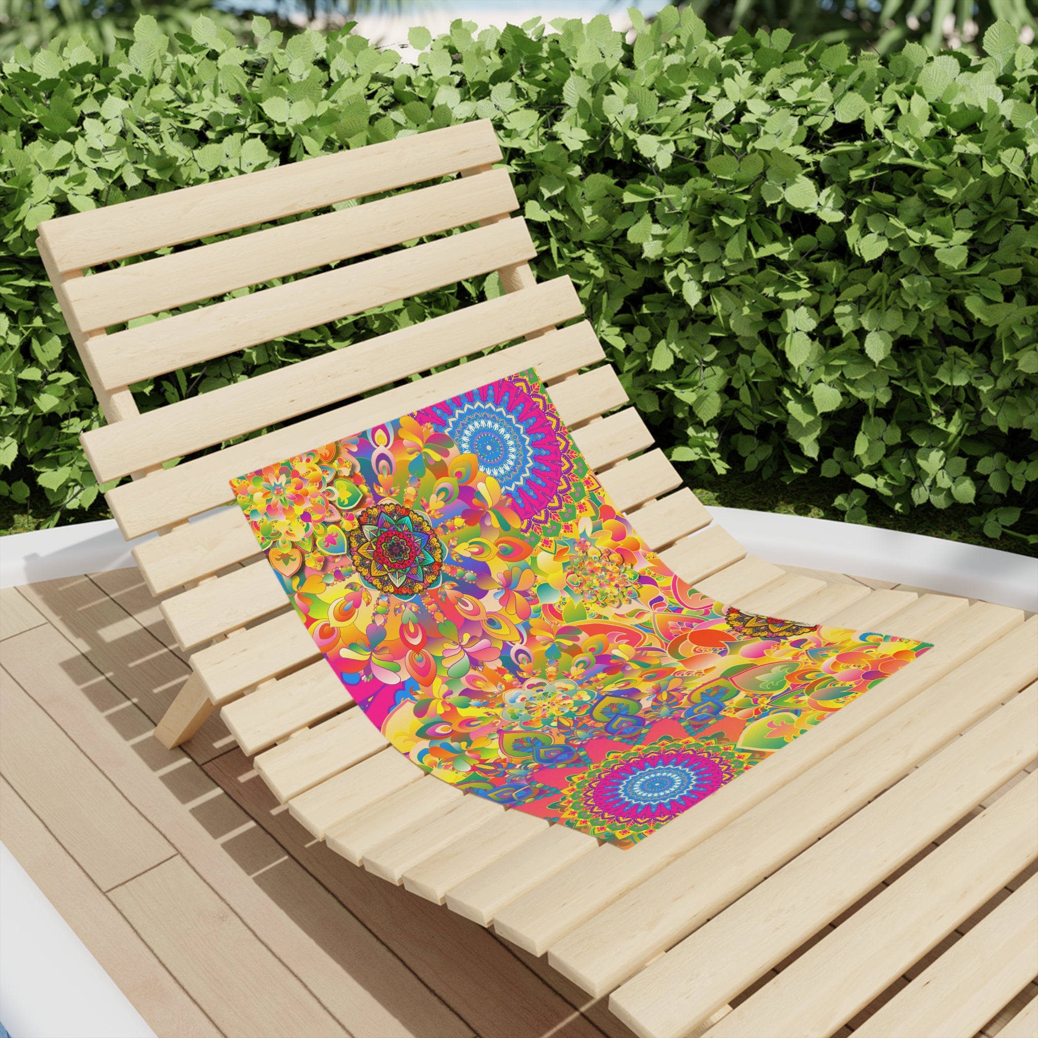 Psychedelic Floral Mandala Beach Towel