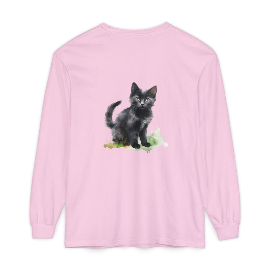 Full Sleeve Tee | Black Cat Watercolor