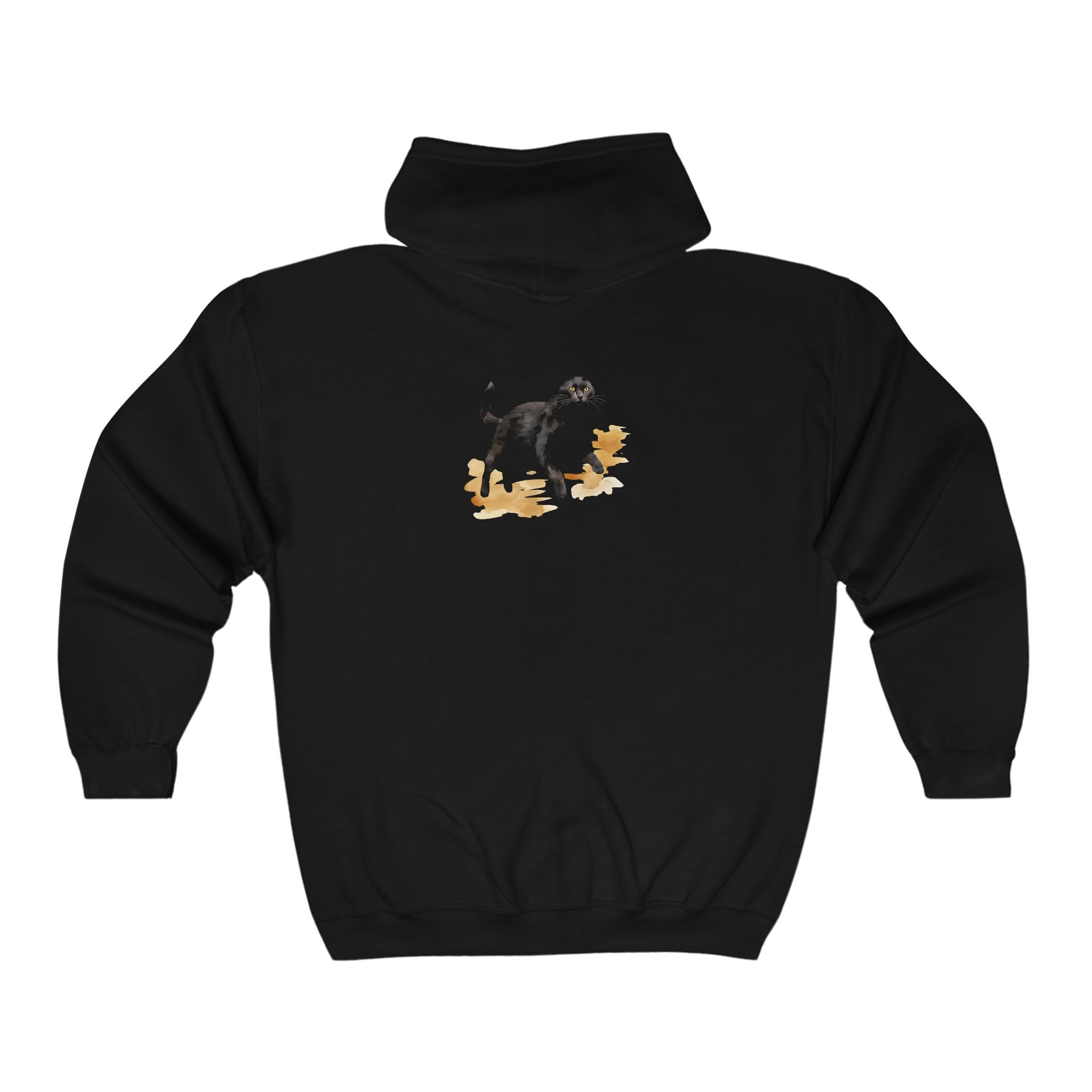 Unique Black Cat Watercolor Hoodie featuring a Mystical Design