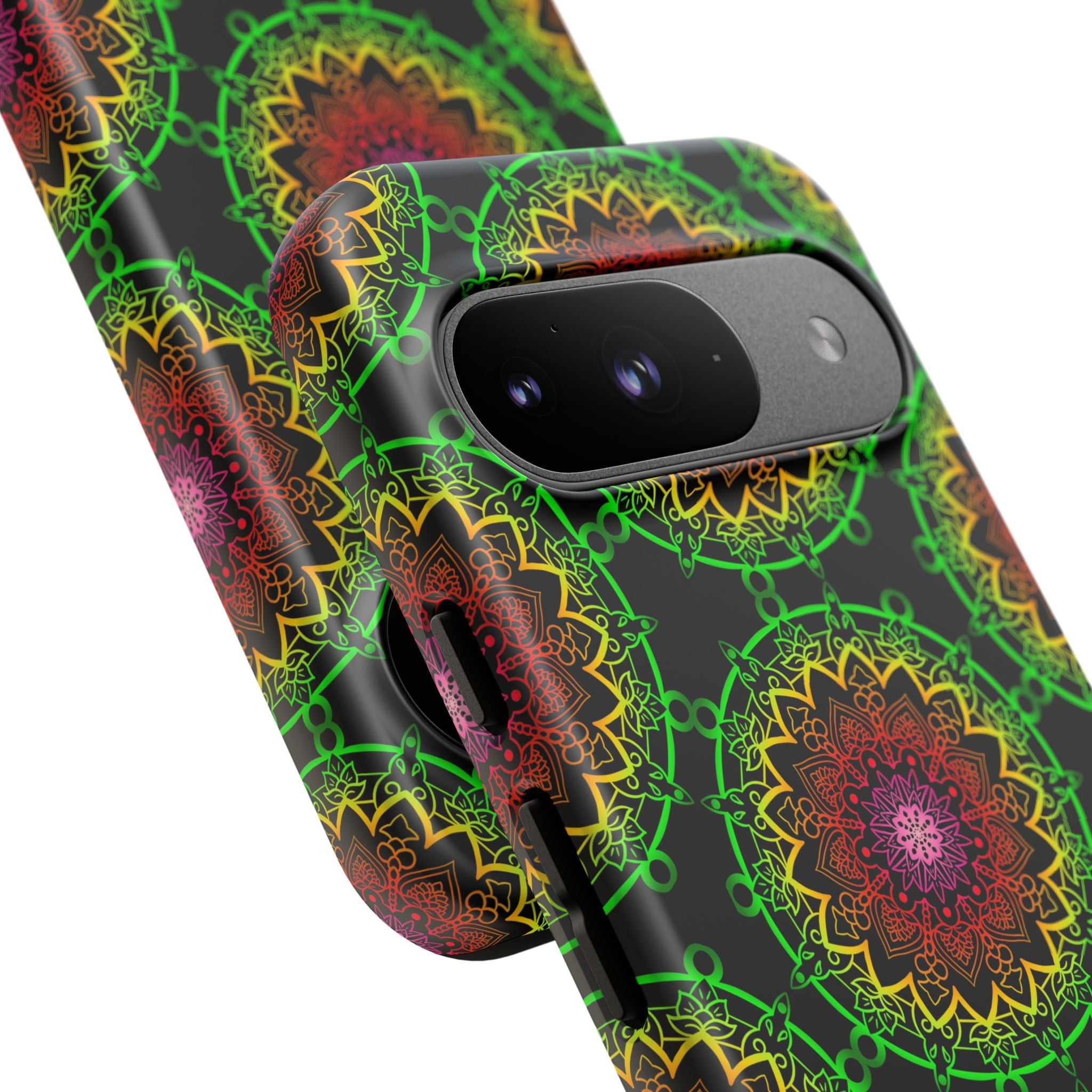 Custodia per telefono con mandala artistica, motivi audaci e stile moderno