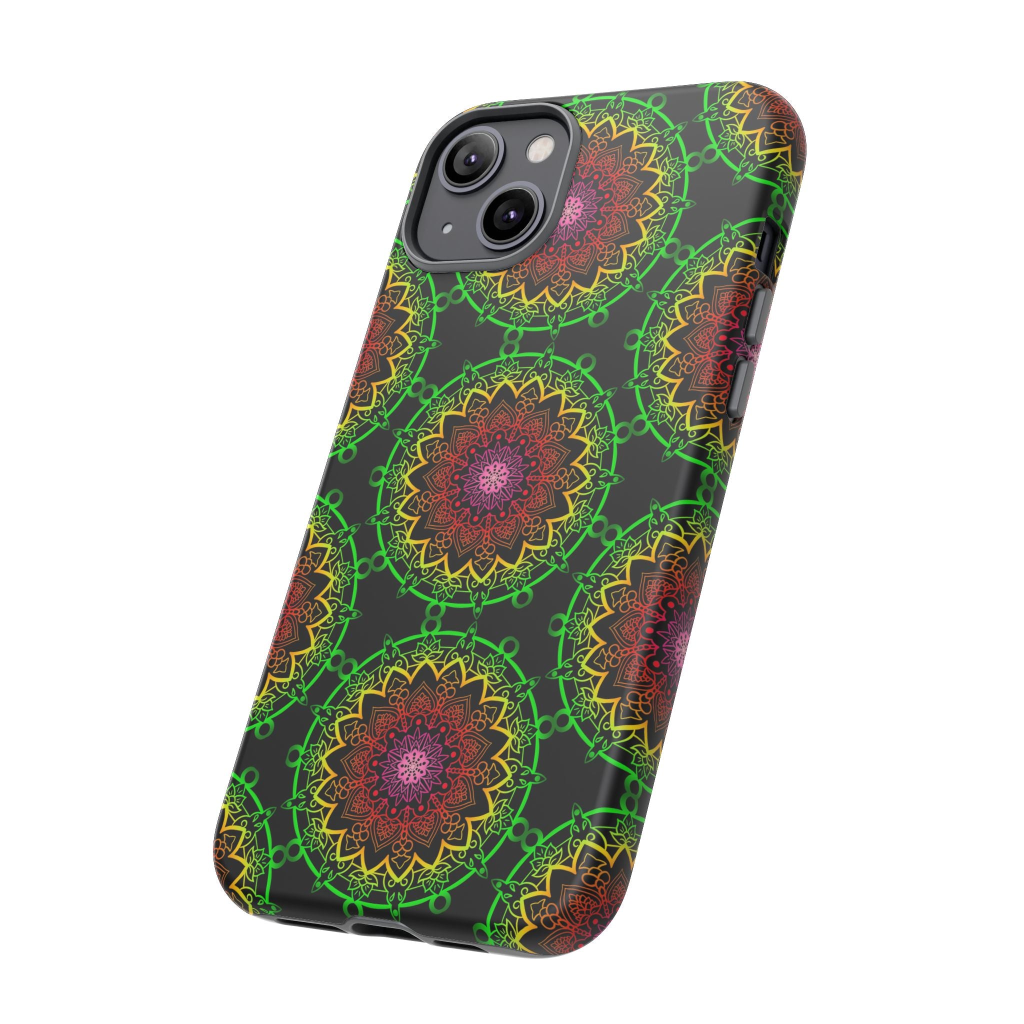 Custodia per telefono con mandala artistica, motivi audaci e stile moderno