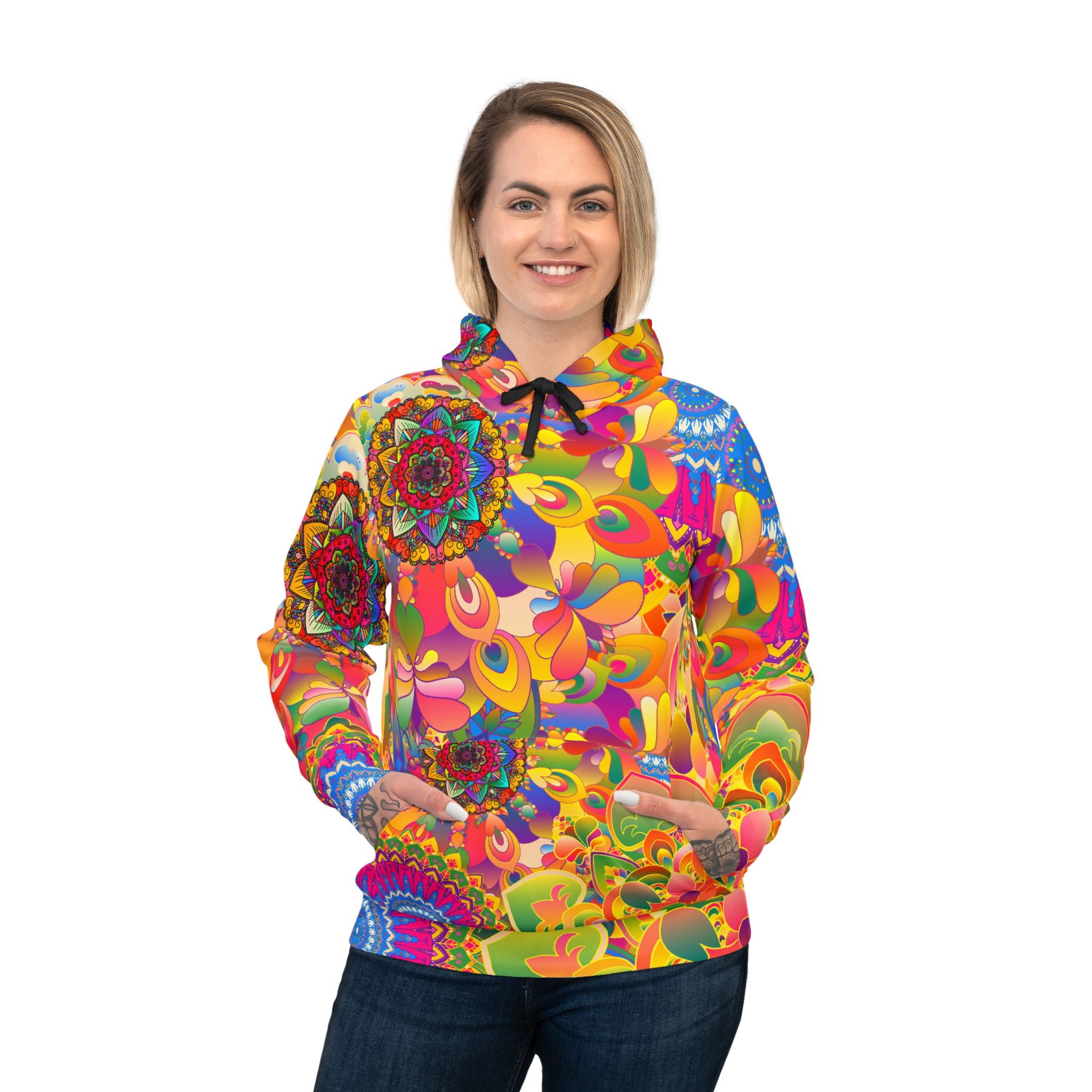 Psychedelic Floral Mandala Athletic Hoodie