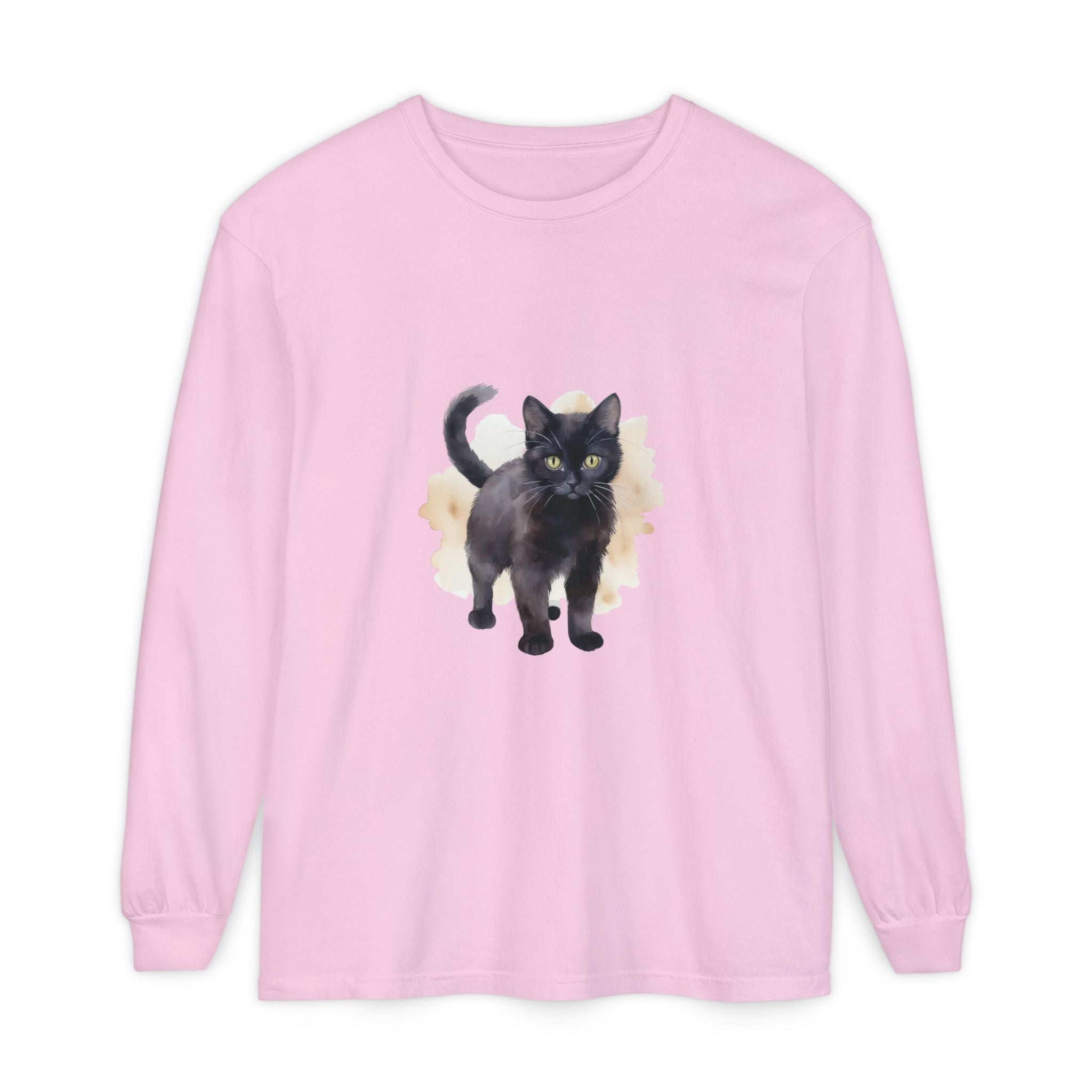 Full Sleeve Tee | Black Cat Watercolor - Unisex