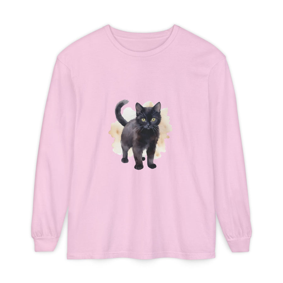 Full Sleeve Tee | Black Cat Watercolor - Unisex