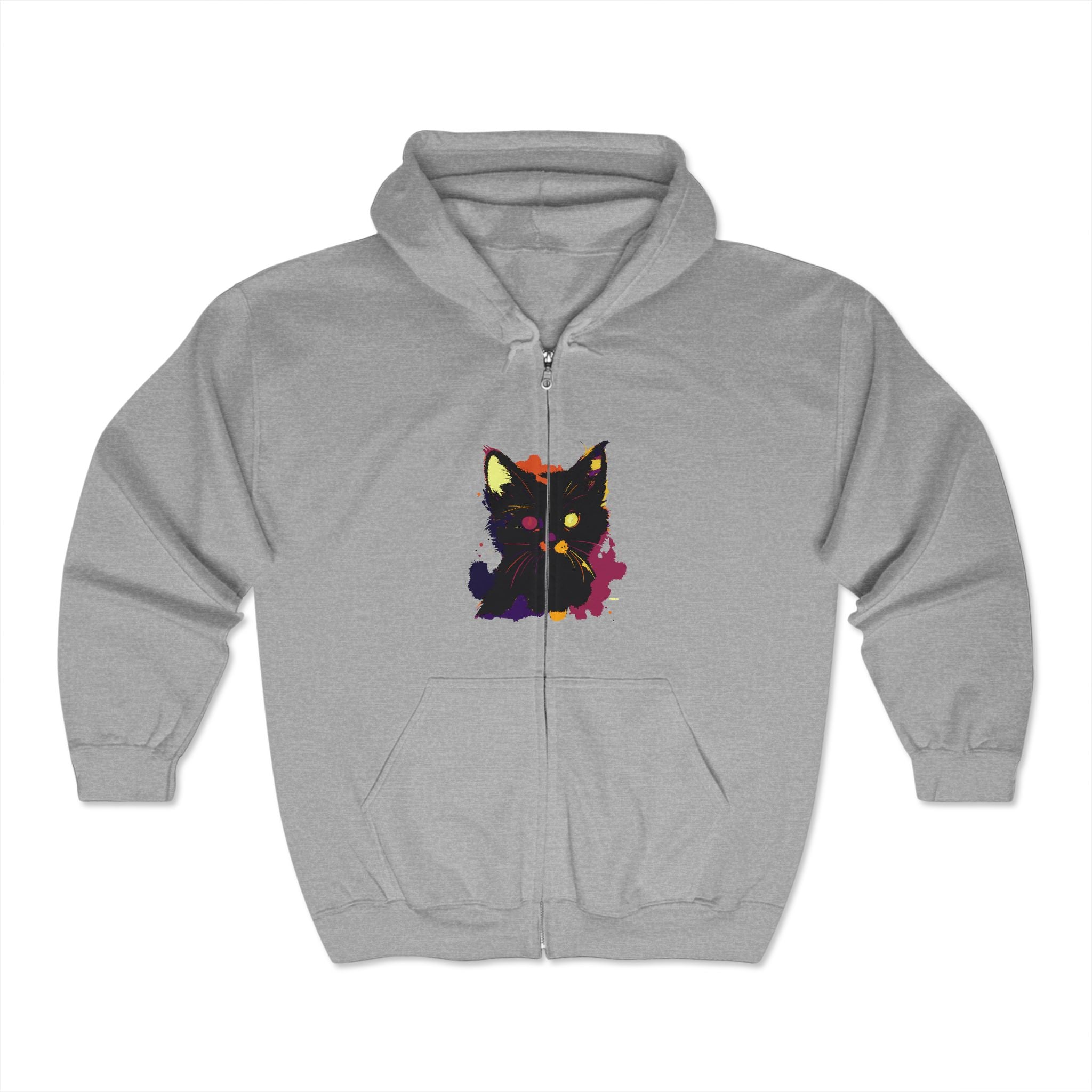 Unique black cat watercolor hoodie featuring a mystical and eye-catching design