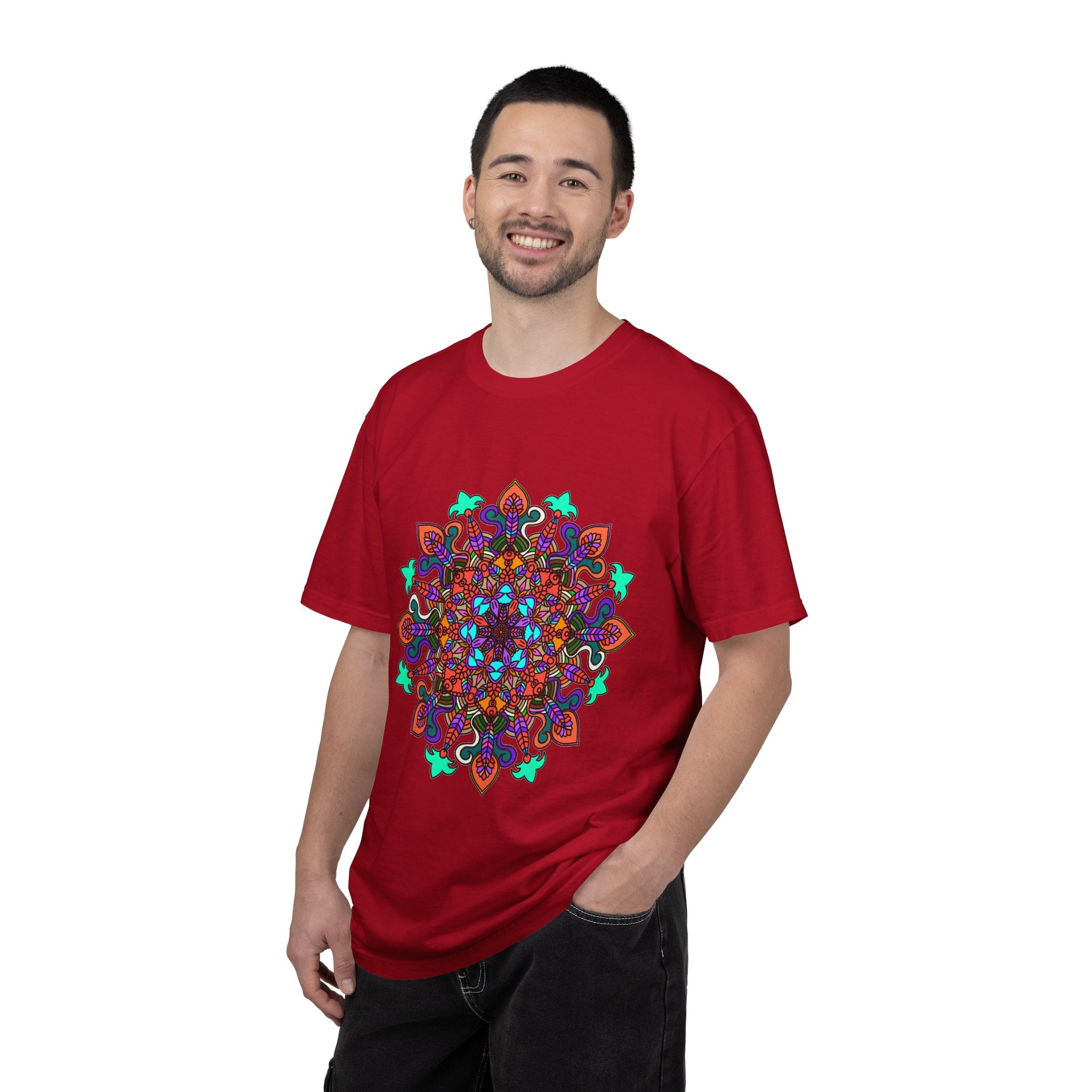 T-shirt con disegno mandala fatto a mano - 100% cotone