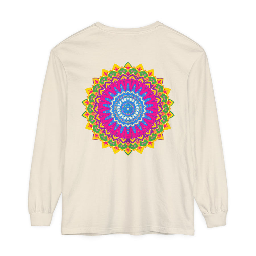Colorful mandala design unisex long sleeve t-shirt, perfect for all genders