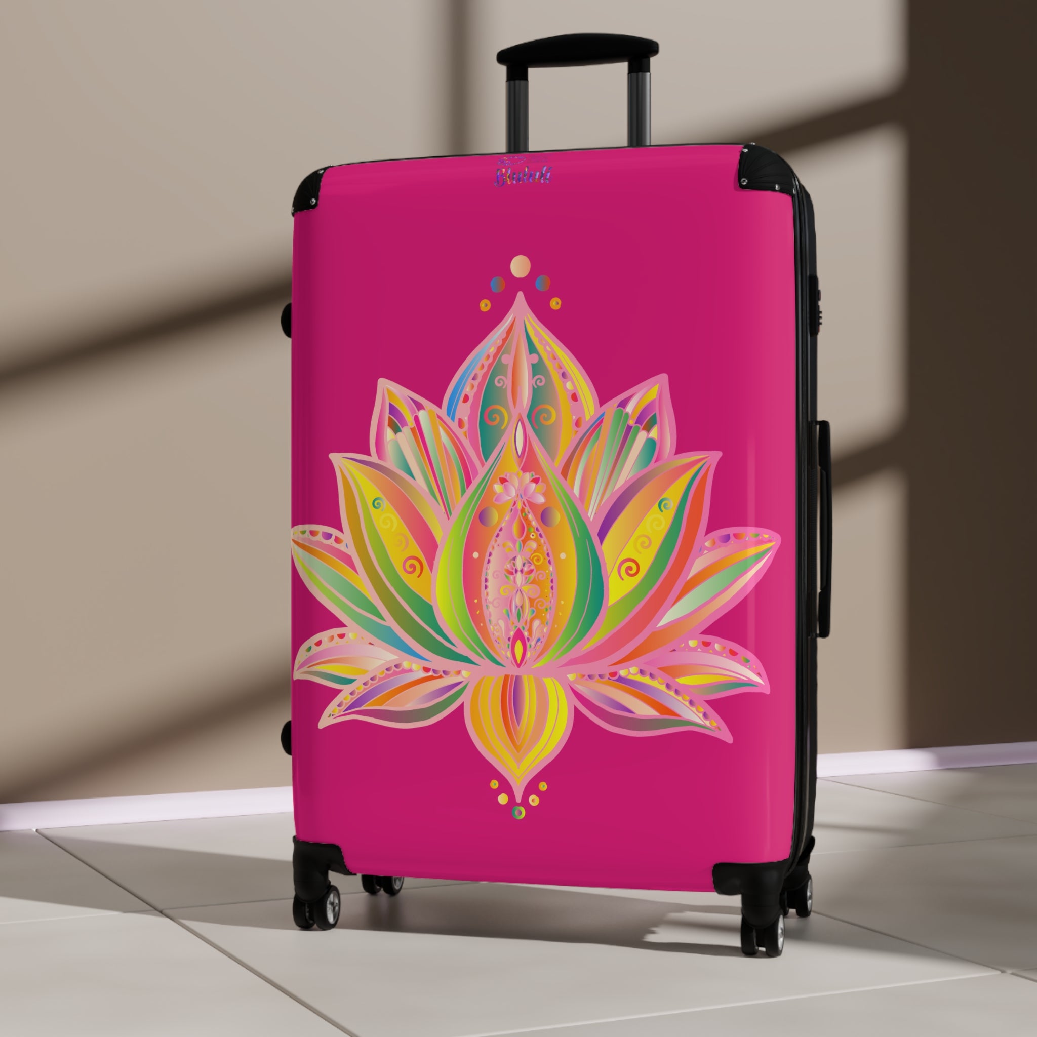 Pink Lotus Suitcase – Vibrant Floral Carry-On Luggage