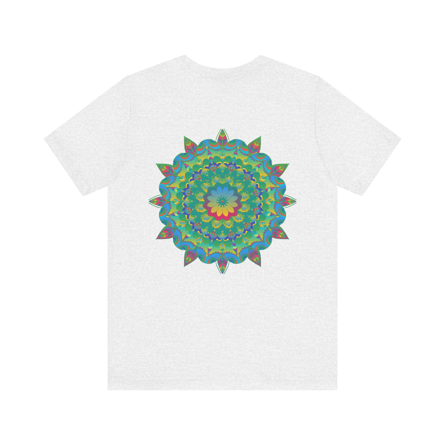 Colorful Mandala Tee with intricate spiritual design promoting peace and harmony