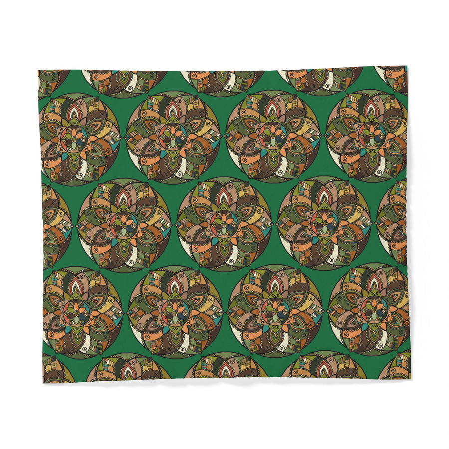 Copripiumino in cotone con mandala bohémien — Biancheria da letto geometrica floreale verde