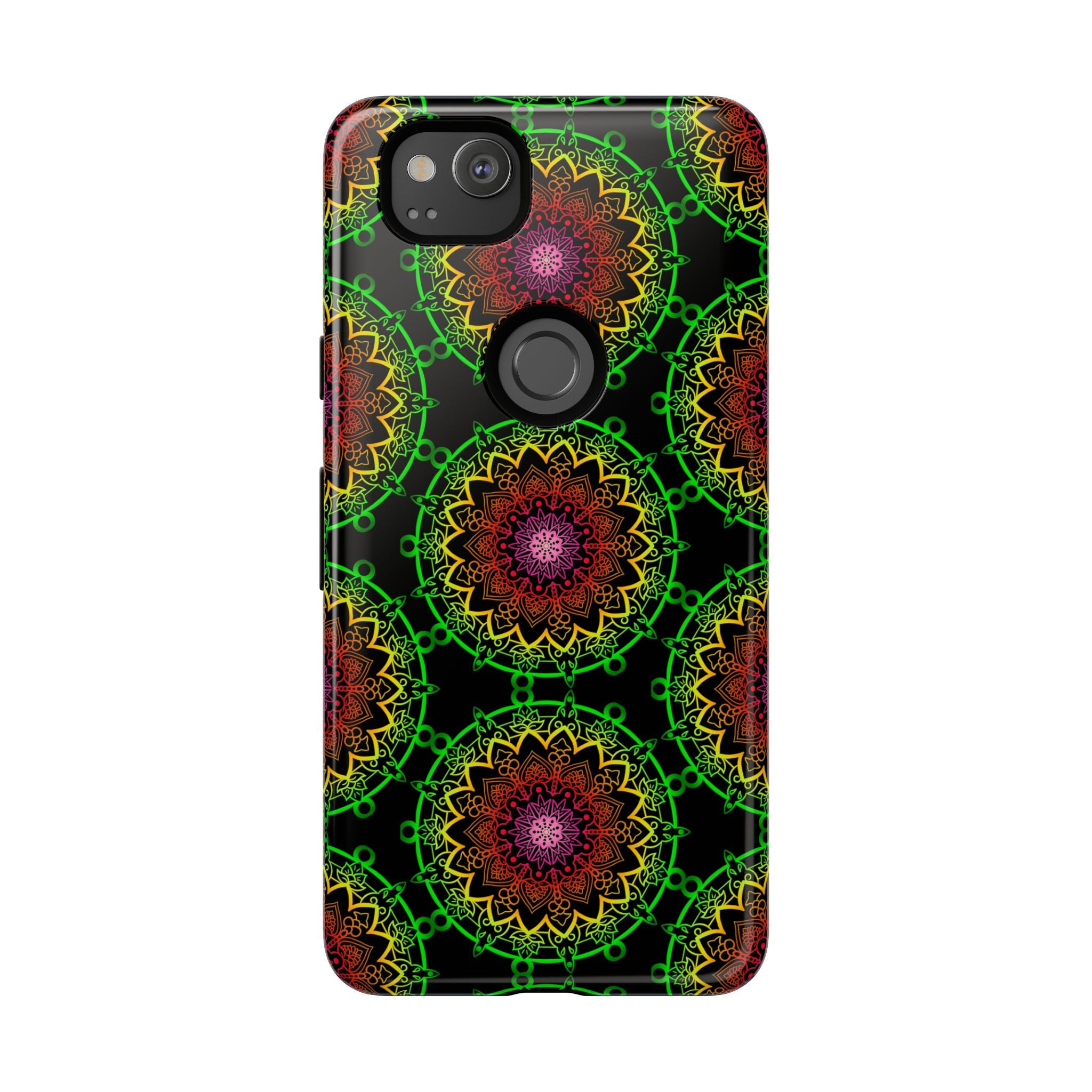 Custodia per telefono con mandala artistica, motivi audaci e stile moderno