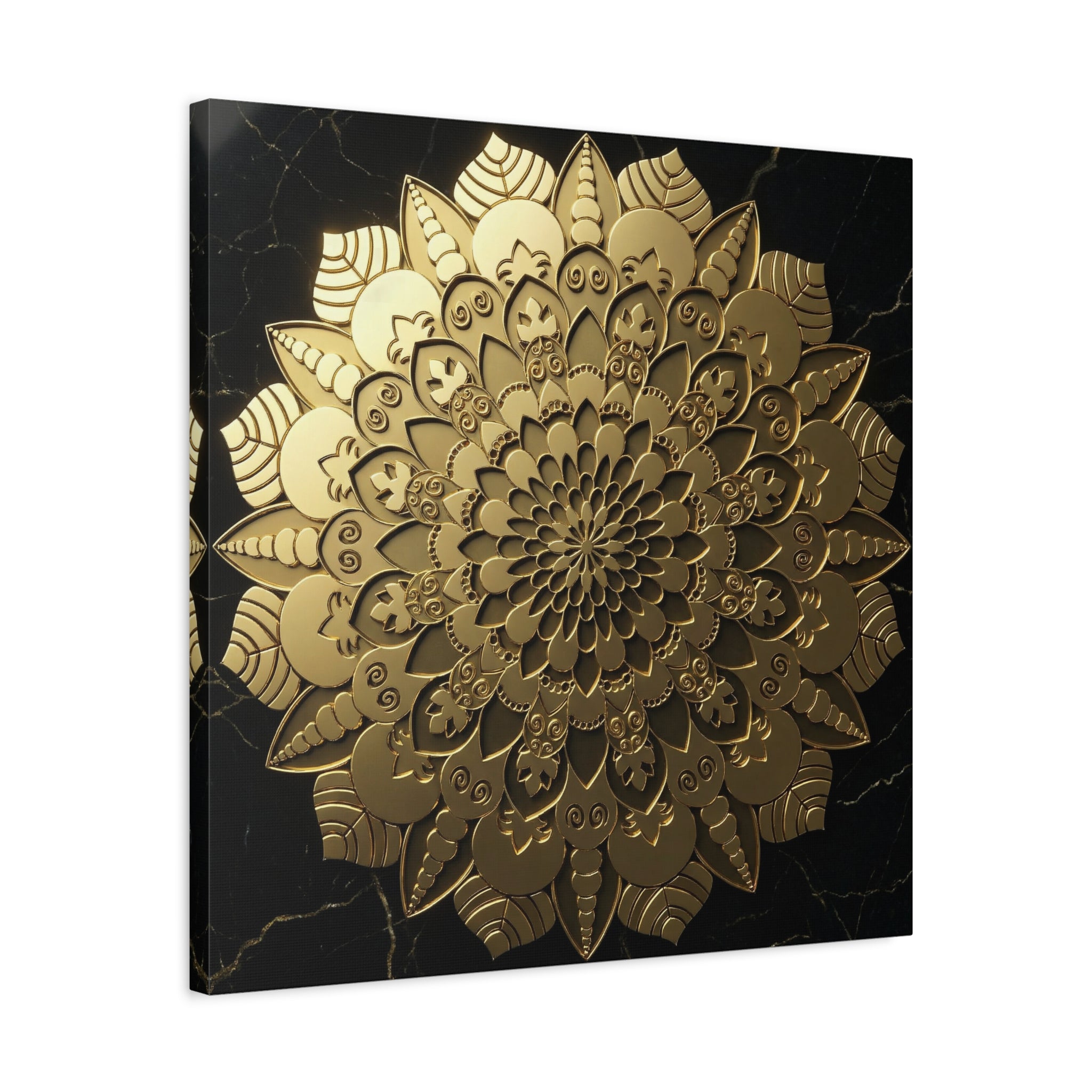 Midnight Mandala Reflection – Stretched Matte Canvas