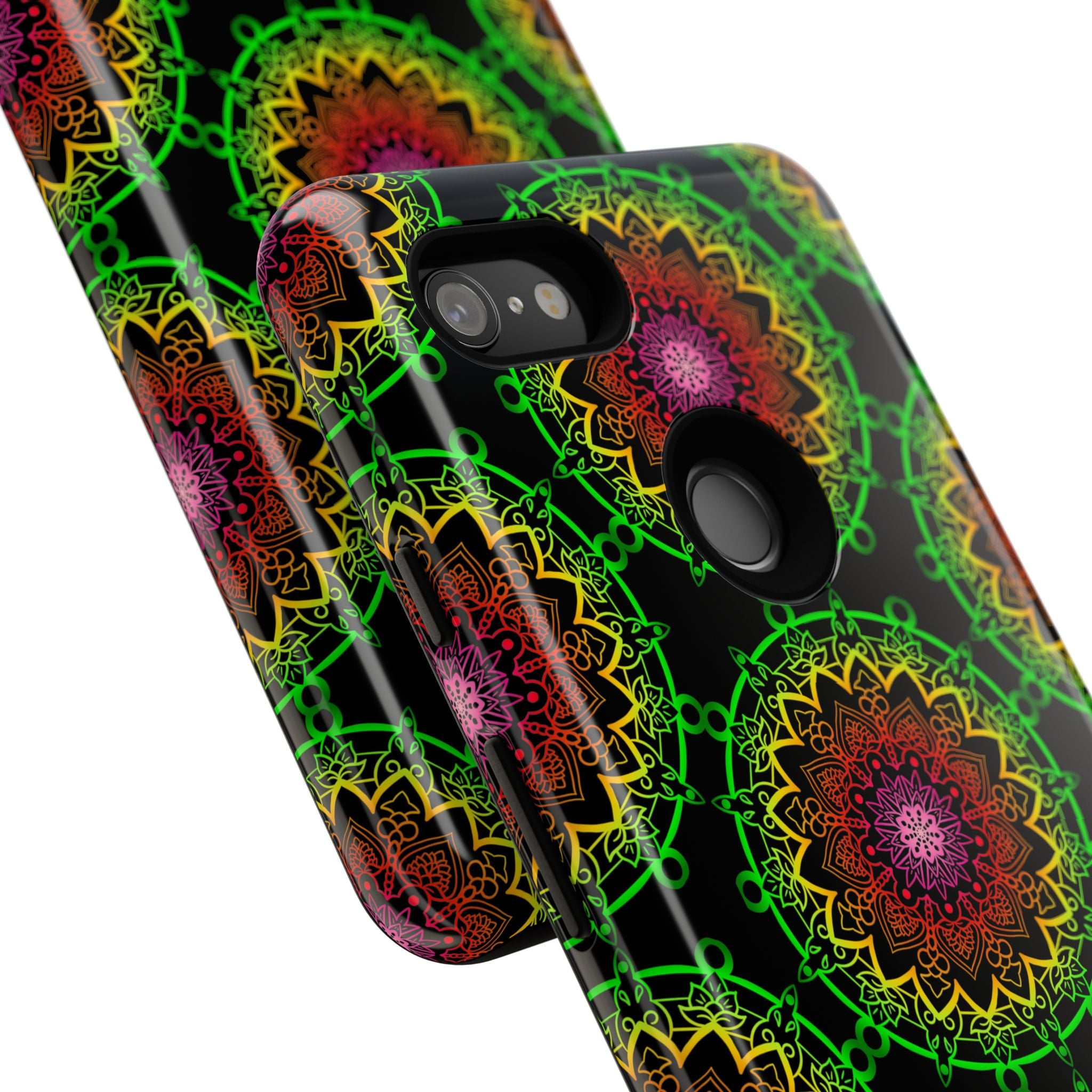 Custodia per telefono con mandala artistica, motivi audaci e stile moderno