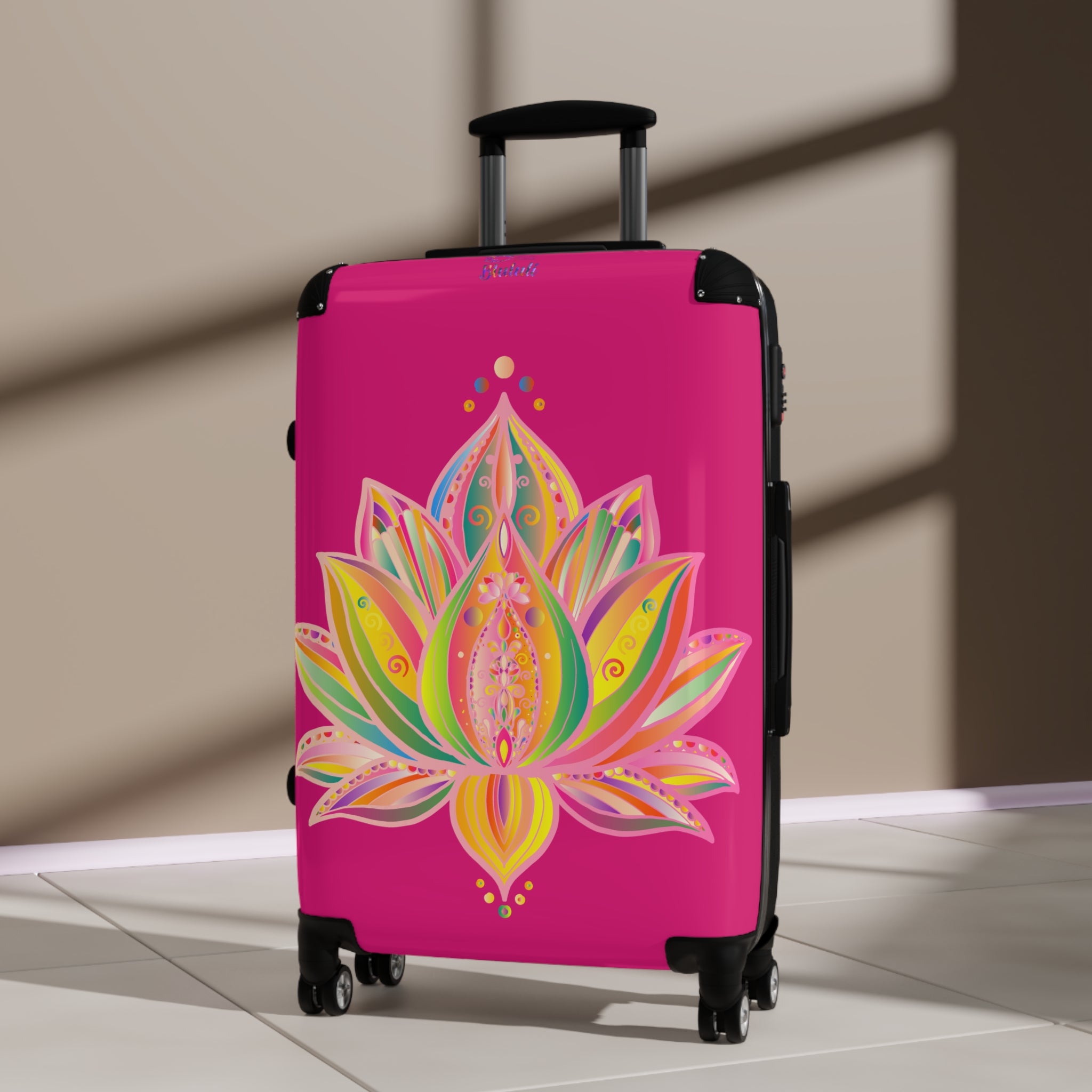 Pink Lotus Suitcase – Vibrant Floral Carry-On Luggage