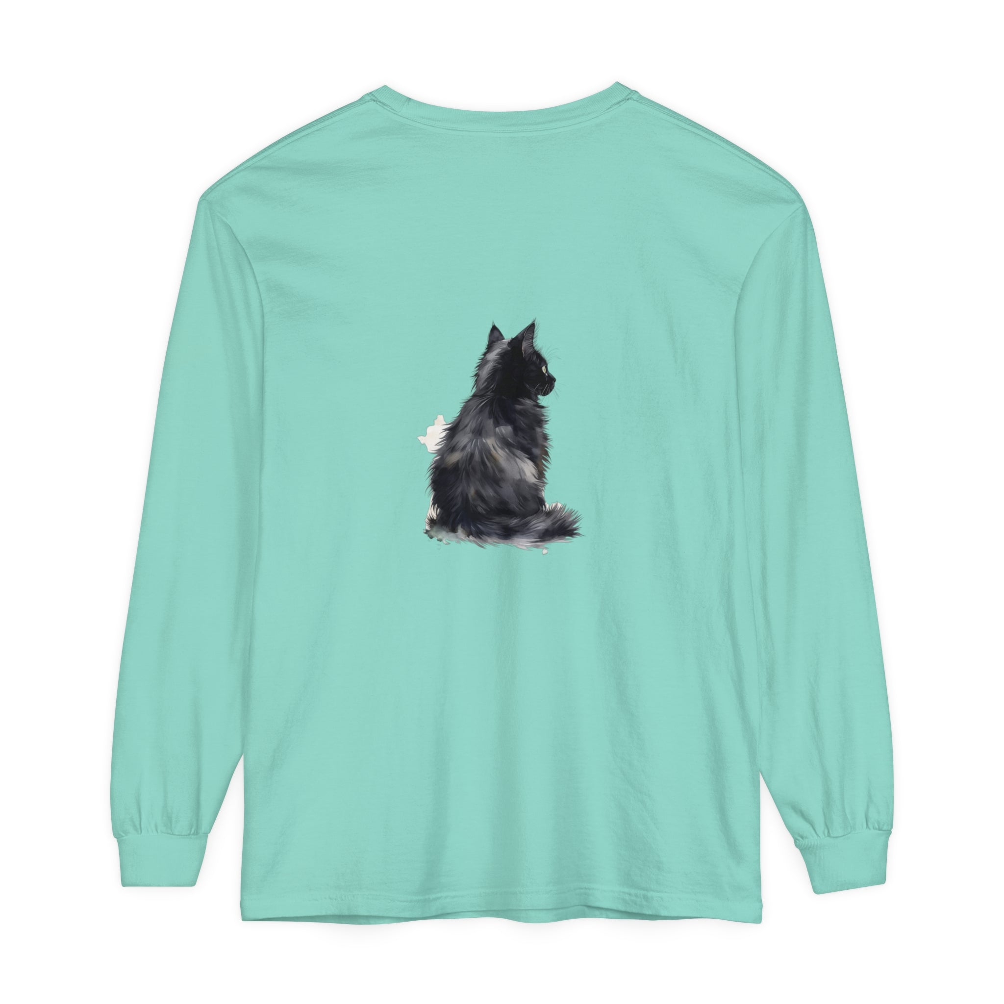 Creative and unique design of the black and white cat watercolor long sleeve t-shirt