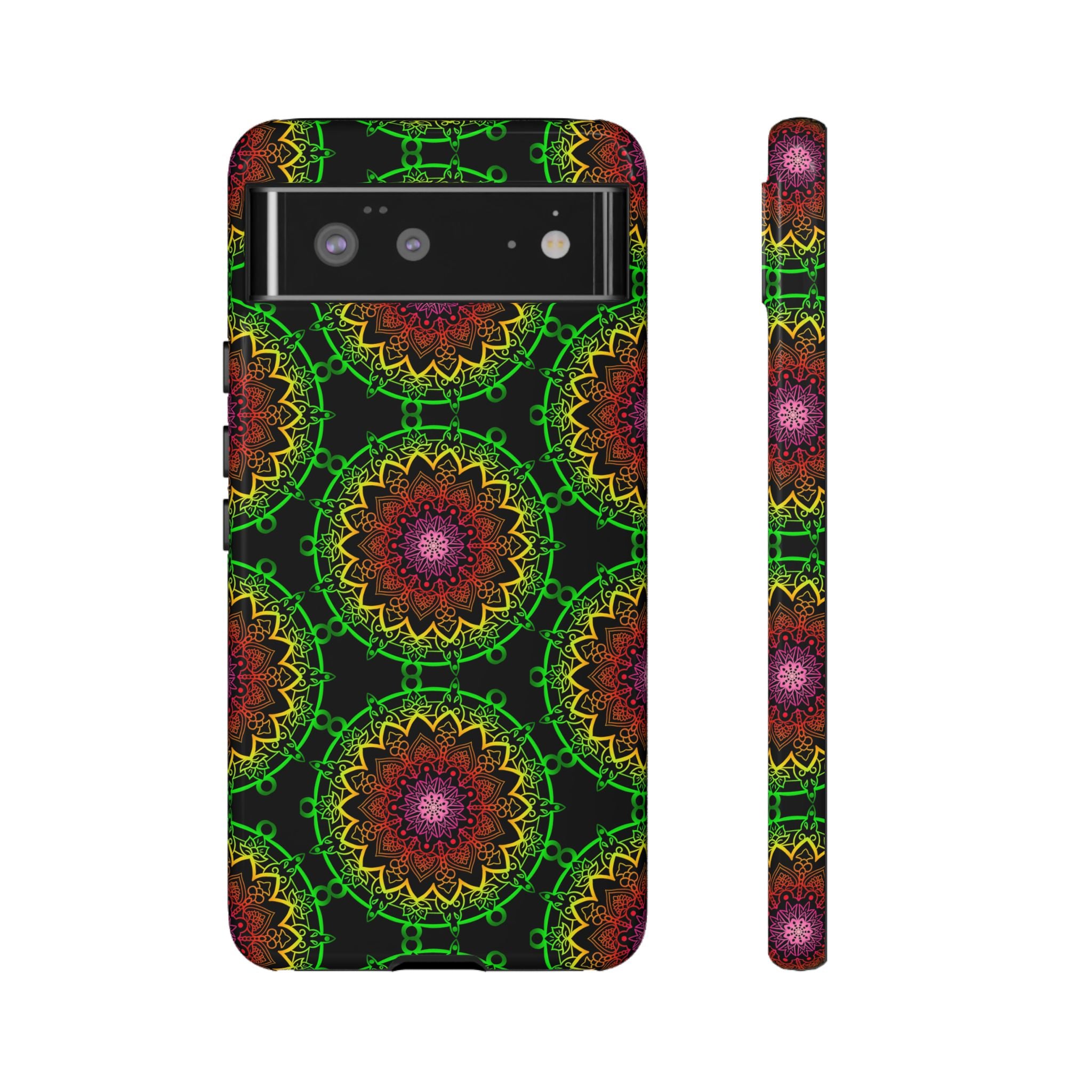 Custodia per telefono con mandala artistica, motivi audaci e stile moderno