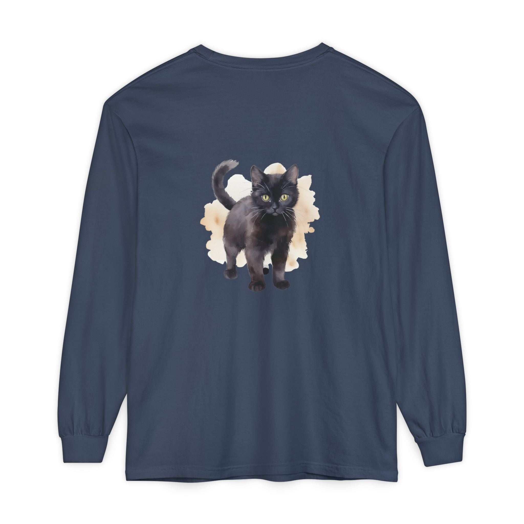 Full Sleeve Tee | Black Cat Watercolor - Unisex