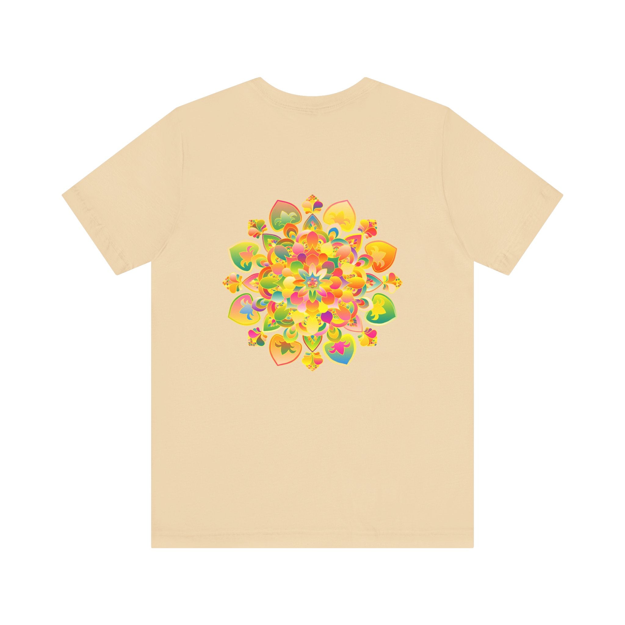 Colorful mandala tee with intricate design representing spiritual peace and harmony for a vibrant and serene look