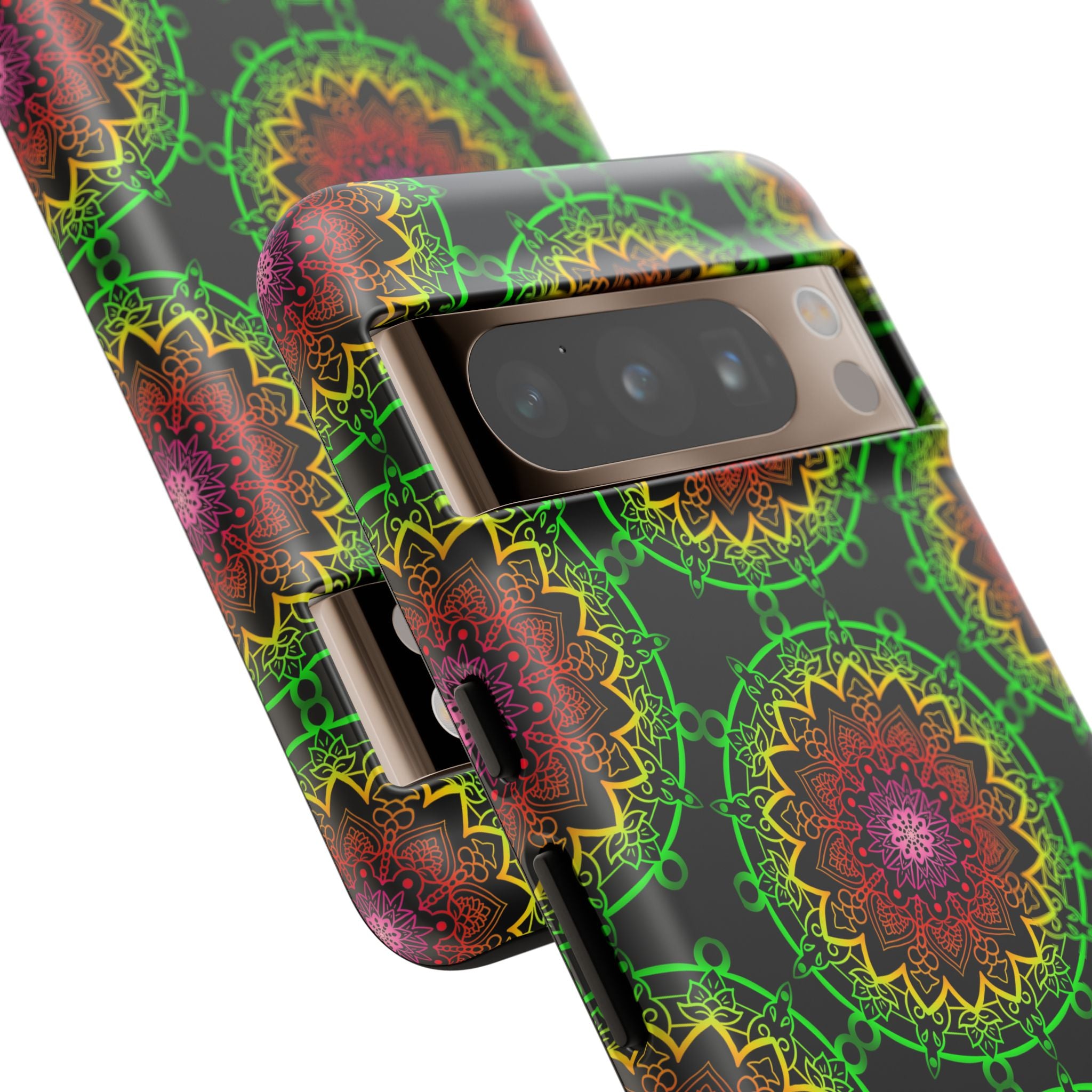 Custodia per telefono con mandala artistica, motivi audaci e stile moderno