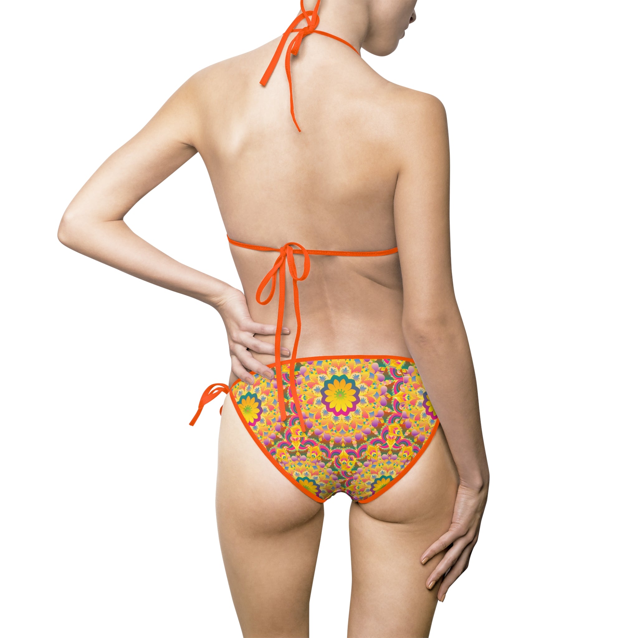 Bikini con stampa mandala nei toni del giallo e del rosa acceso