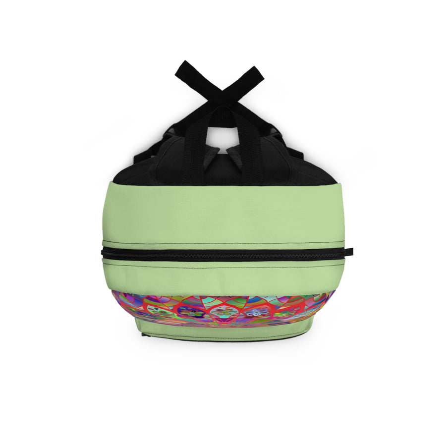 Mandala Pattern Backpack in Soft Green with Creative Flair