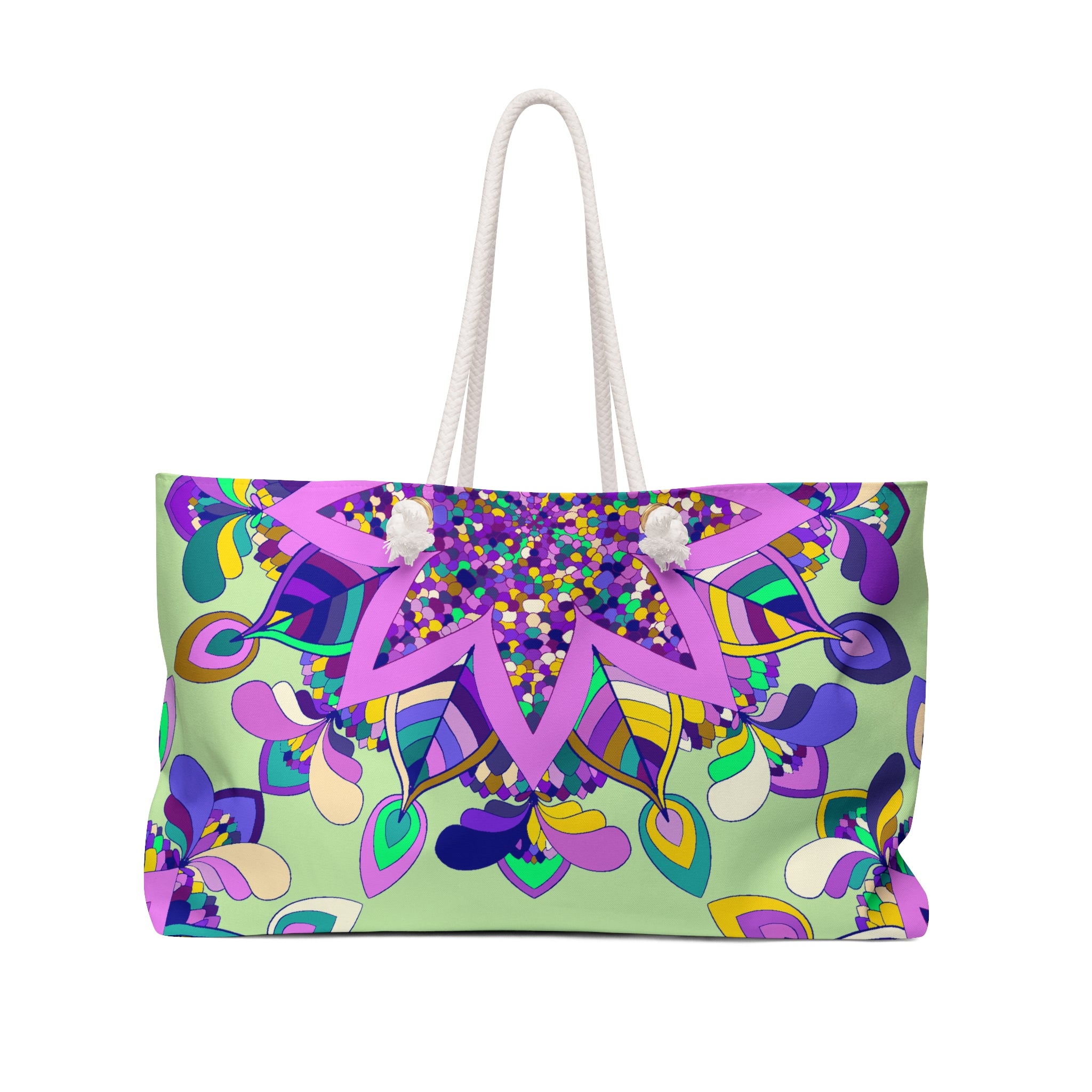 Borsa da weekend di ispirazione floreale nei toni del verde tenue e del viola