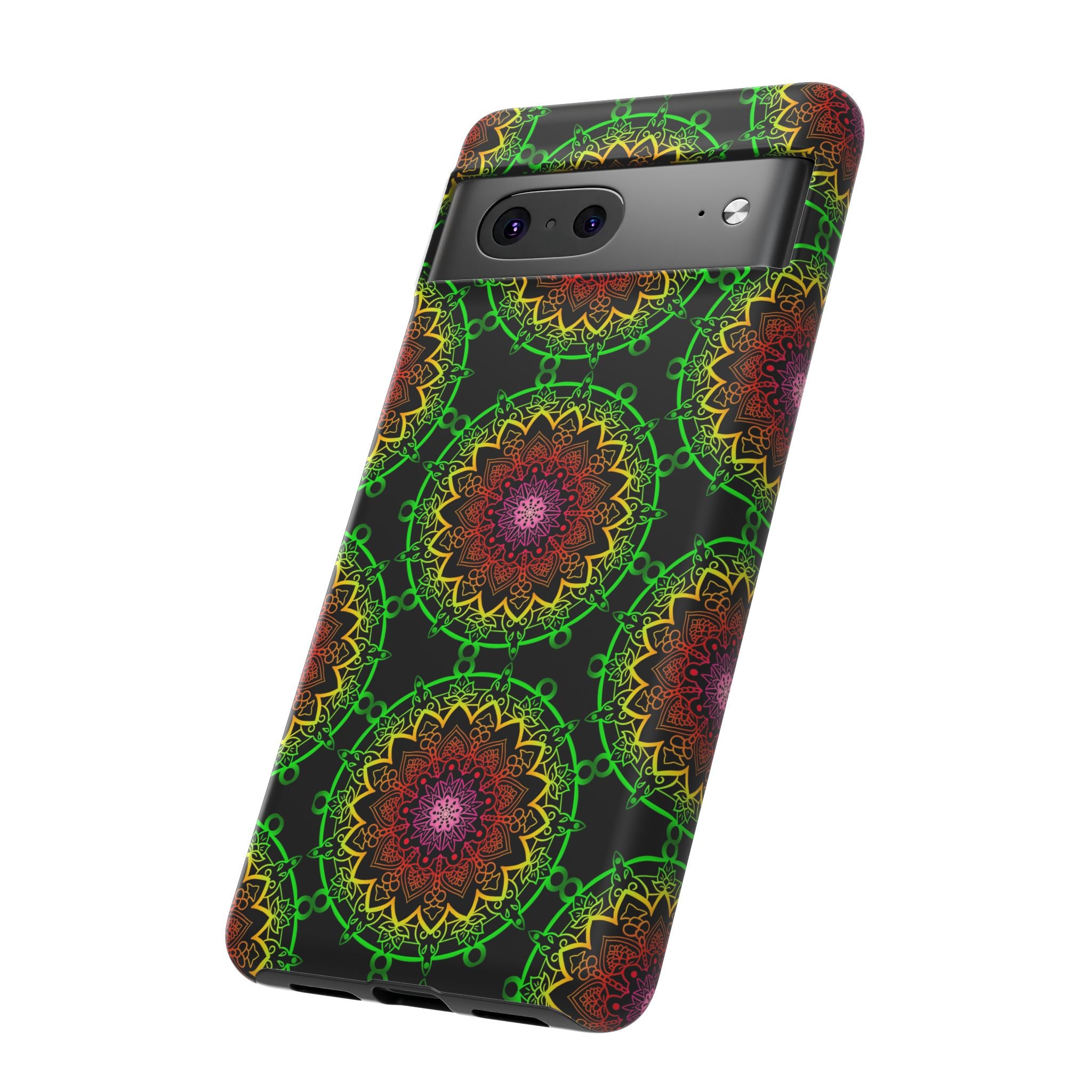 Custodia per telefono con mandala artistica, motivi audaci e stile moderno