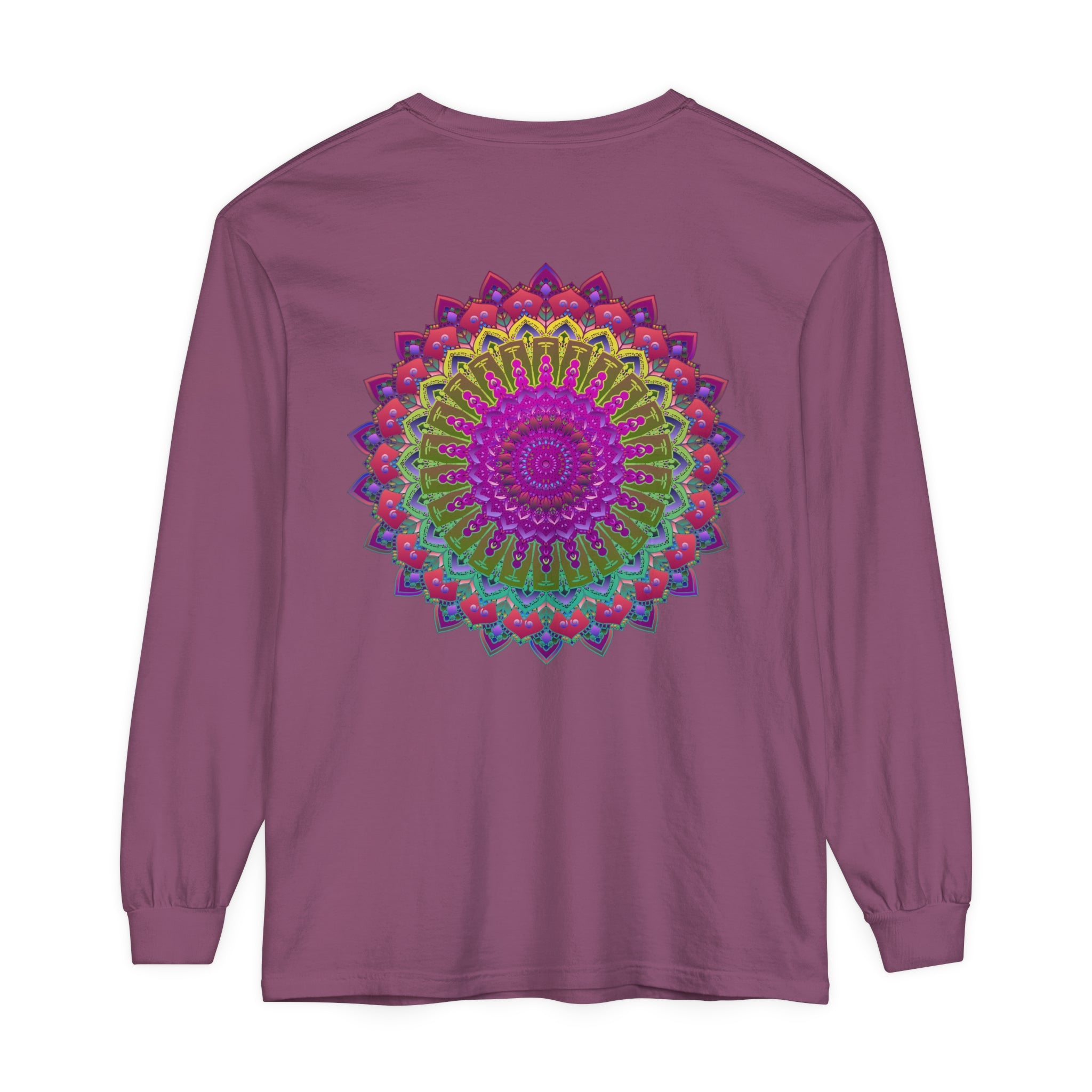 Vibrant Mandala Unisex Long Sleeve T-Shirt with Unique and Eye-catching Print