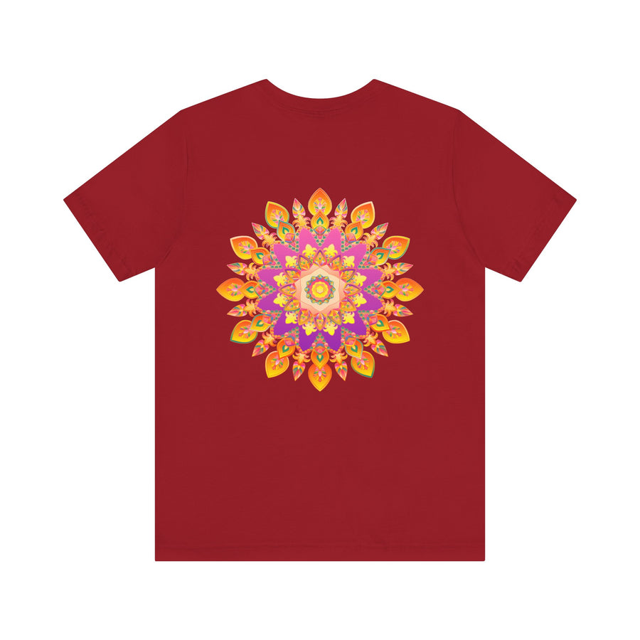 A colorful and intricate mandala design t-shirt, symbolizing peace and harmony