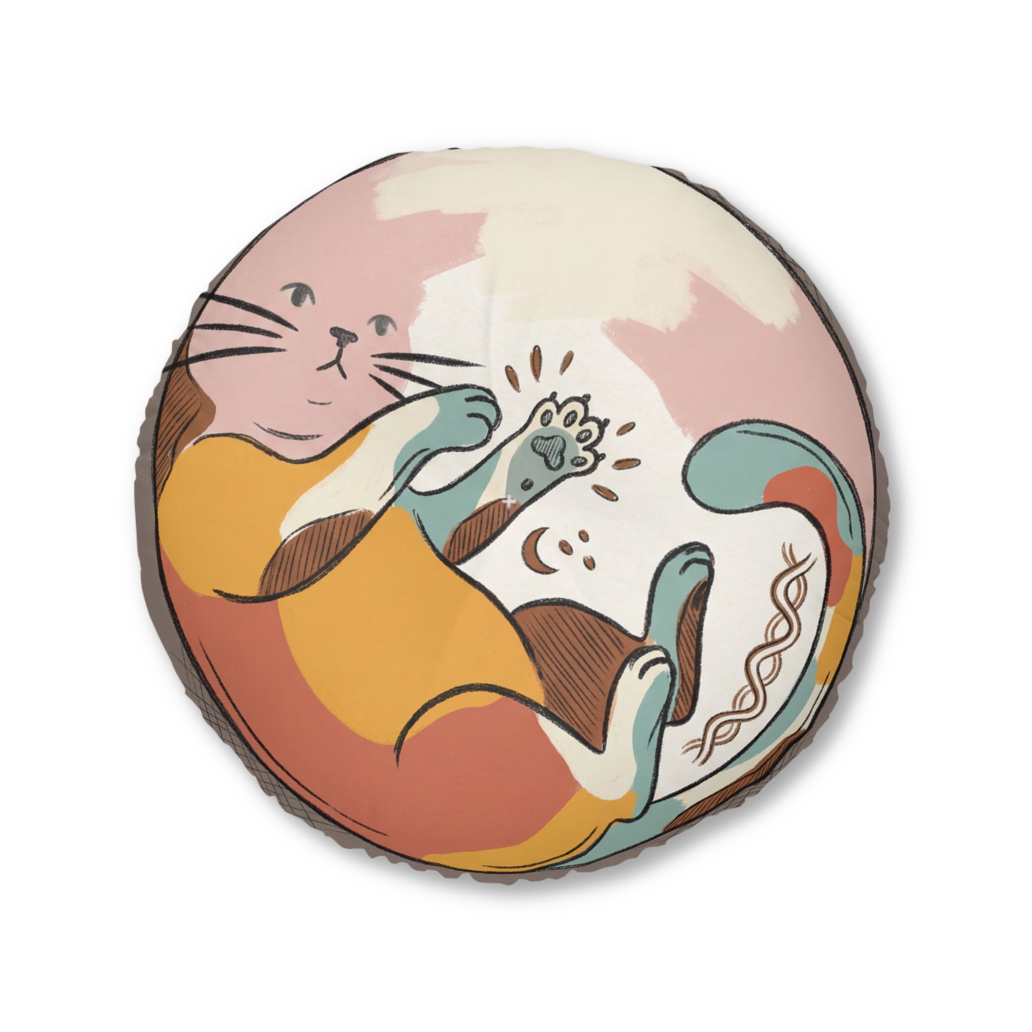 Cuscino da pavimento con gatto boho giocoso