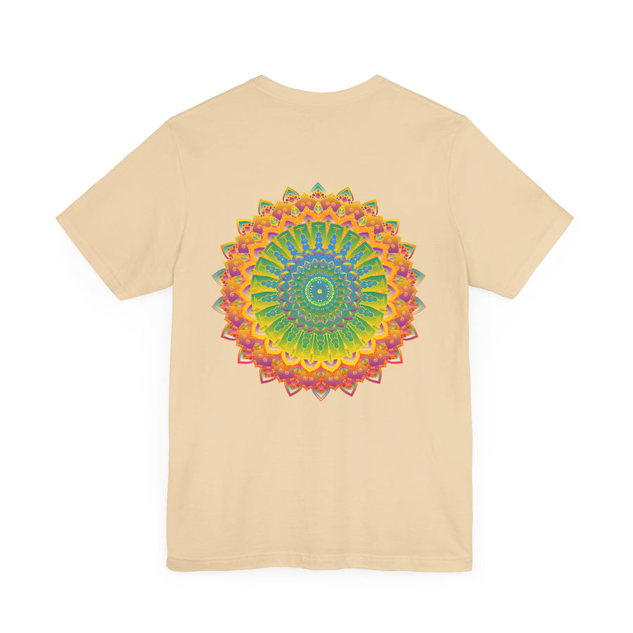Vibrant Mandala Tee - Spiritual Peace & Harmony: A colorful, intricate mandala design representing tranquility and balance, printed on a comfortable t-shirt