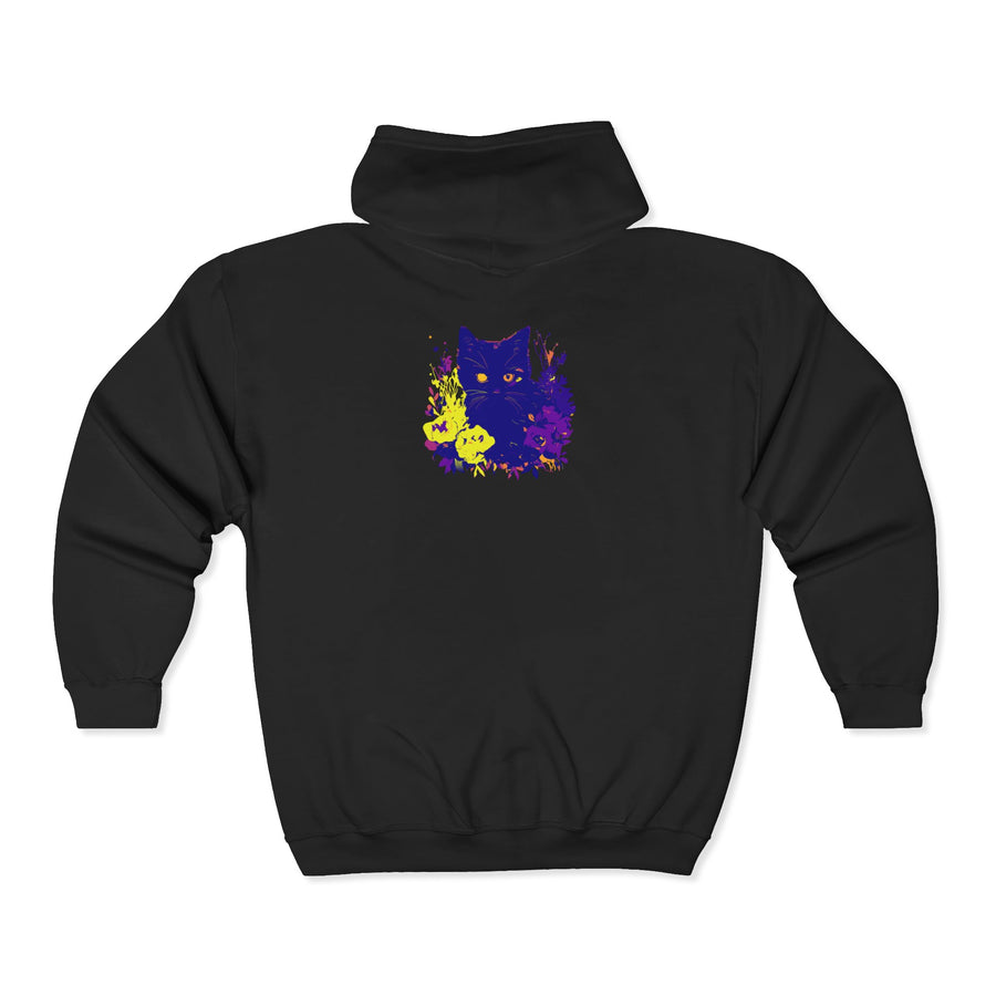 Black Cat Watercolor Hoodie - Mystical Pet Design