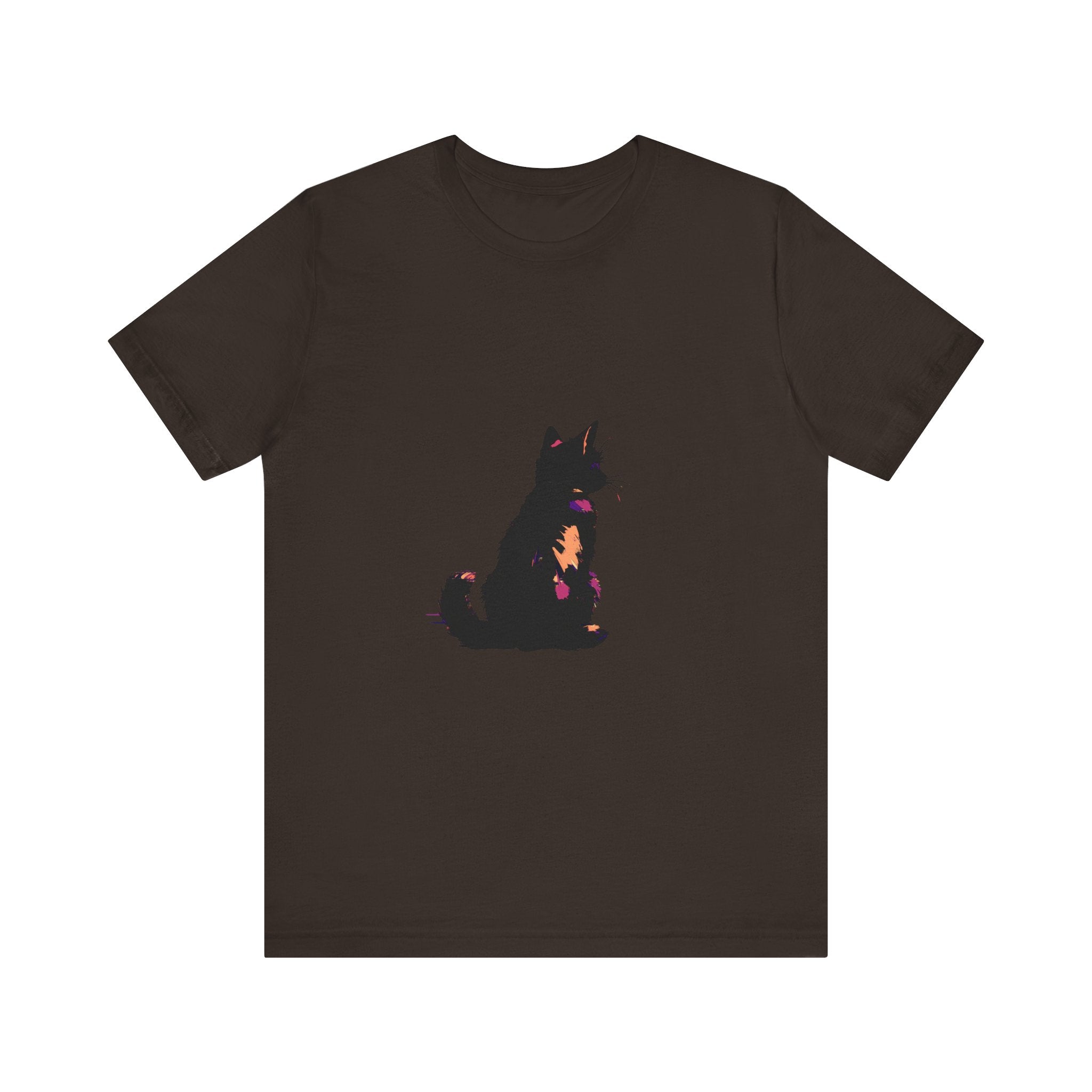 Black Cat Mystery Abstract T-Shirt with vibrant colors and unique design for a trendy and stylish look
