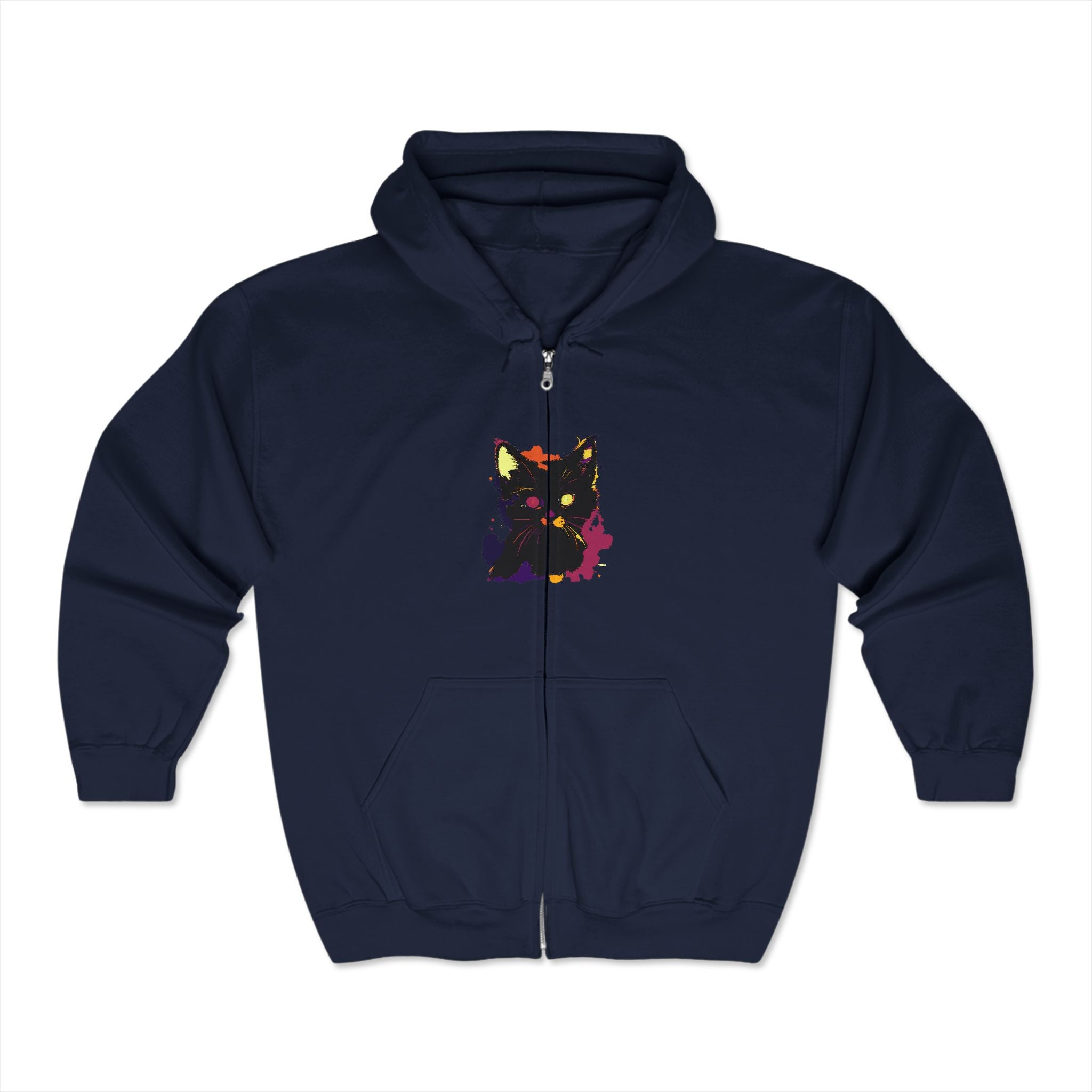 Black Cat Watercolor Hoodie - Mystical Design