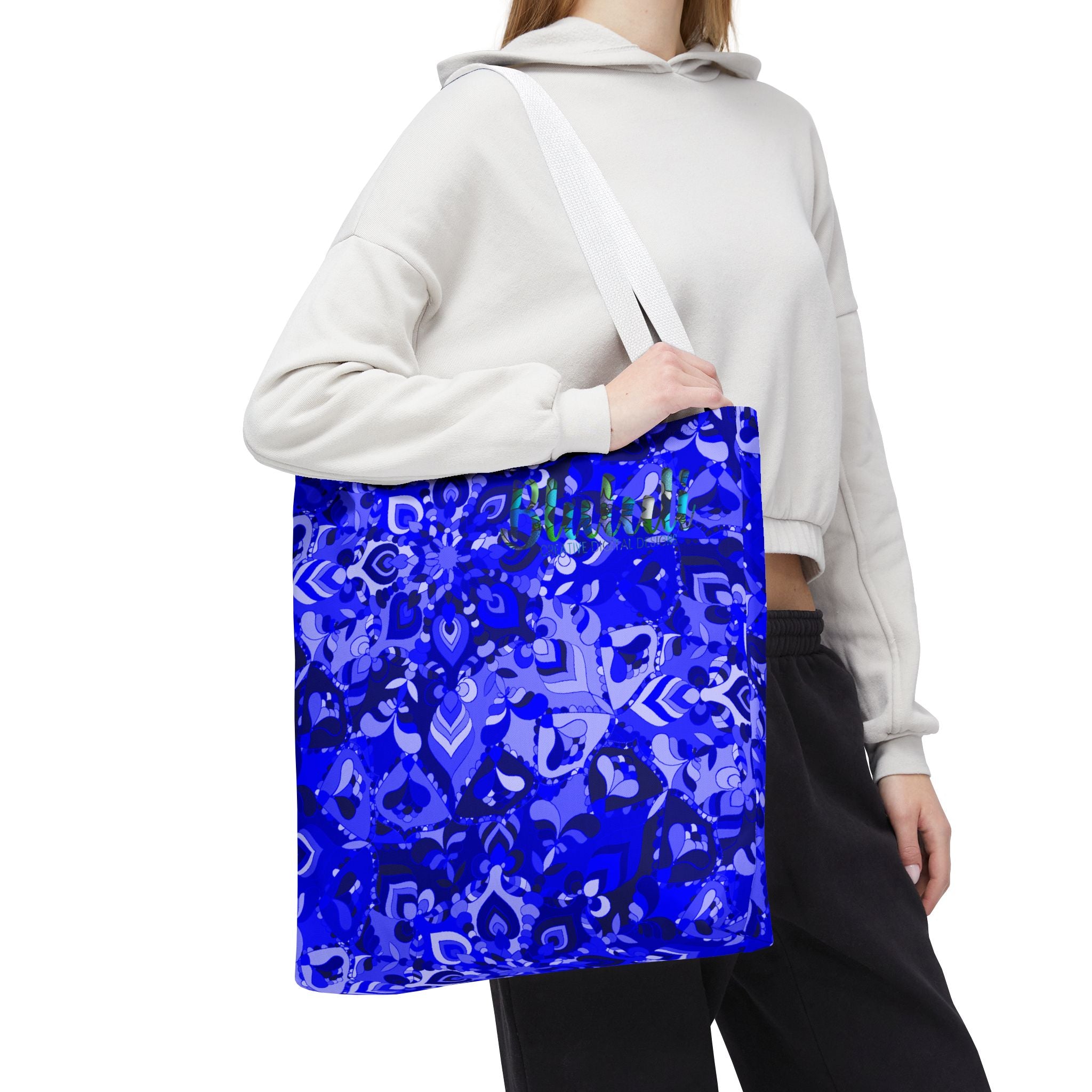 Borsa tote con design mandala blu per un uso quotidiano elegante