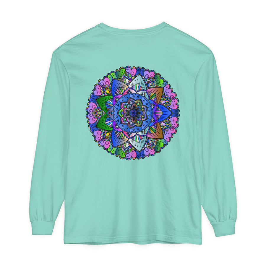 Vibrant Mandala Pattern Adds Style to Unisex Long Sleeve Shirt