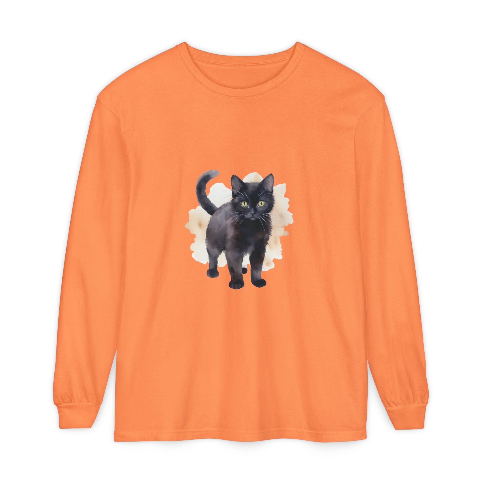 Full Sleeve Tee | Black Cat Watercolor - Unisex