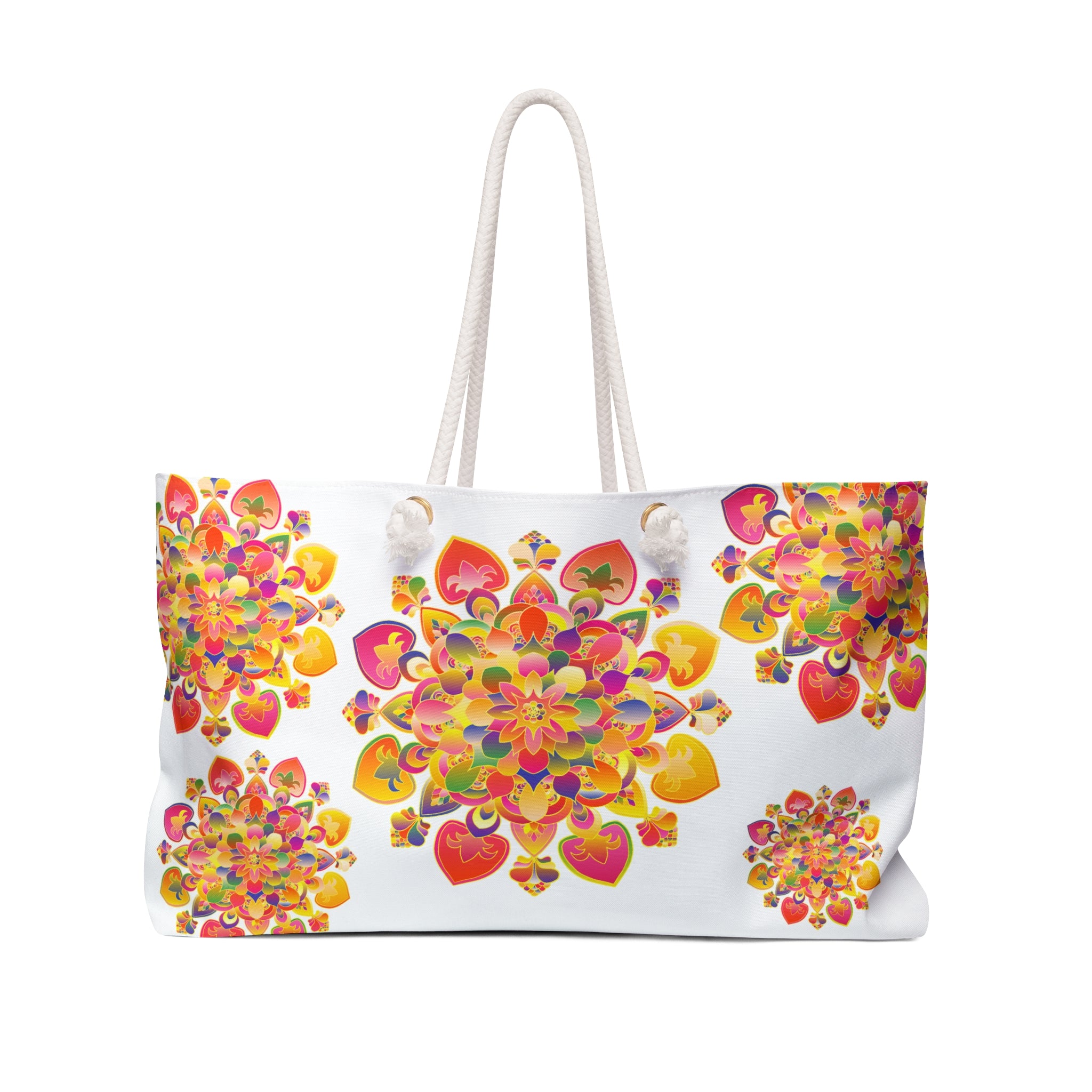 Wochenendtasche mit floralem Mandala-Motiv und fröhlichen Herz-Akzenten