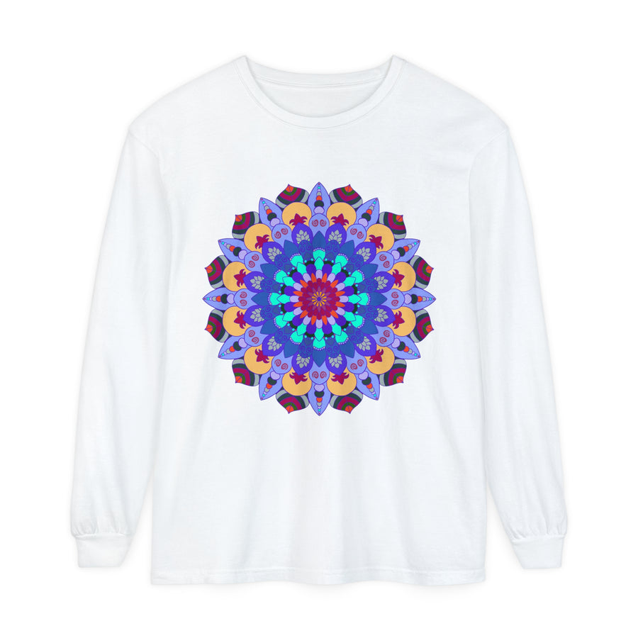 Colorful and intricate mandala design long sleeve t-shirt for a vibrant look