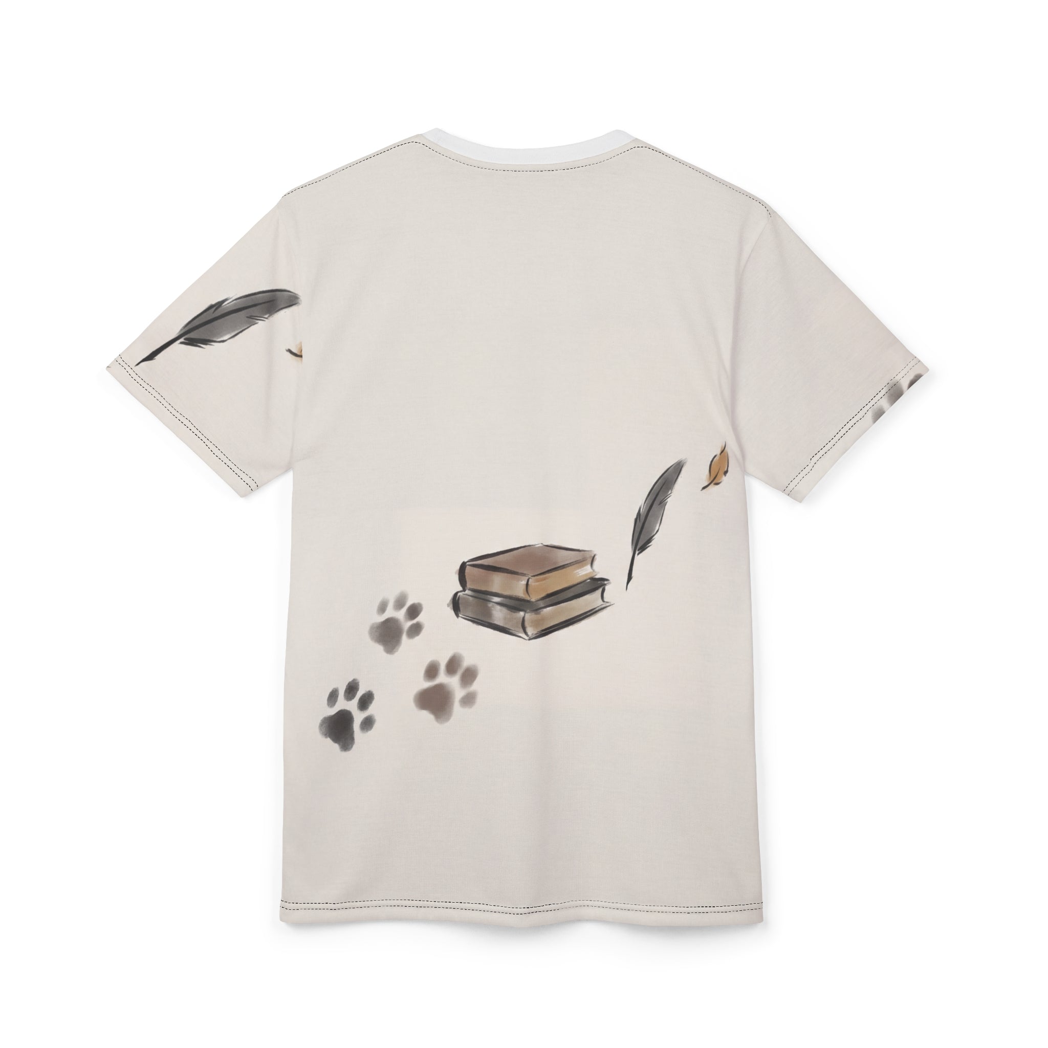 Cloaked Cat on Books — Dark Academia cat Illustration Tee